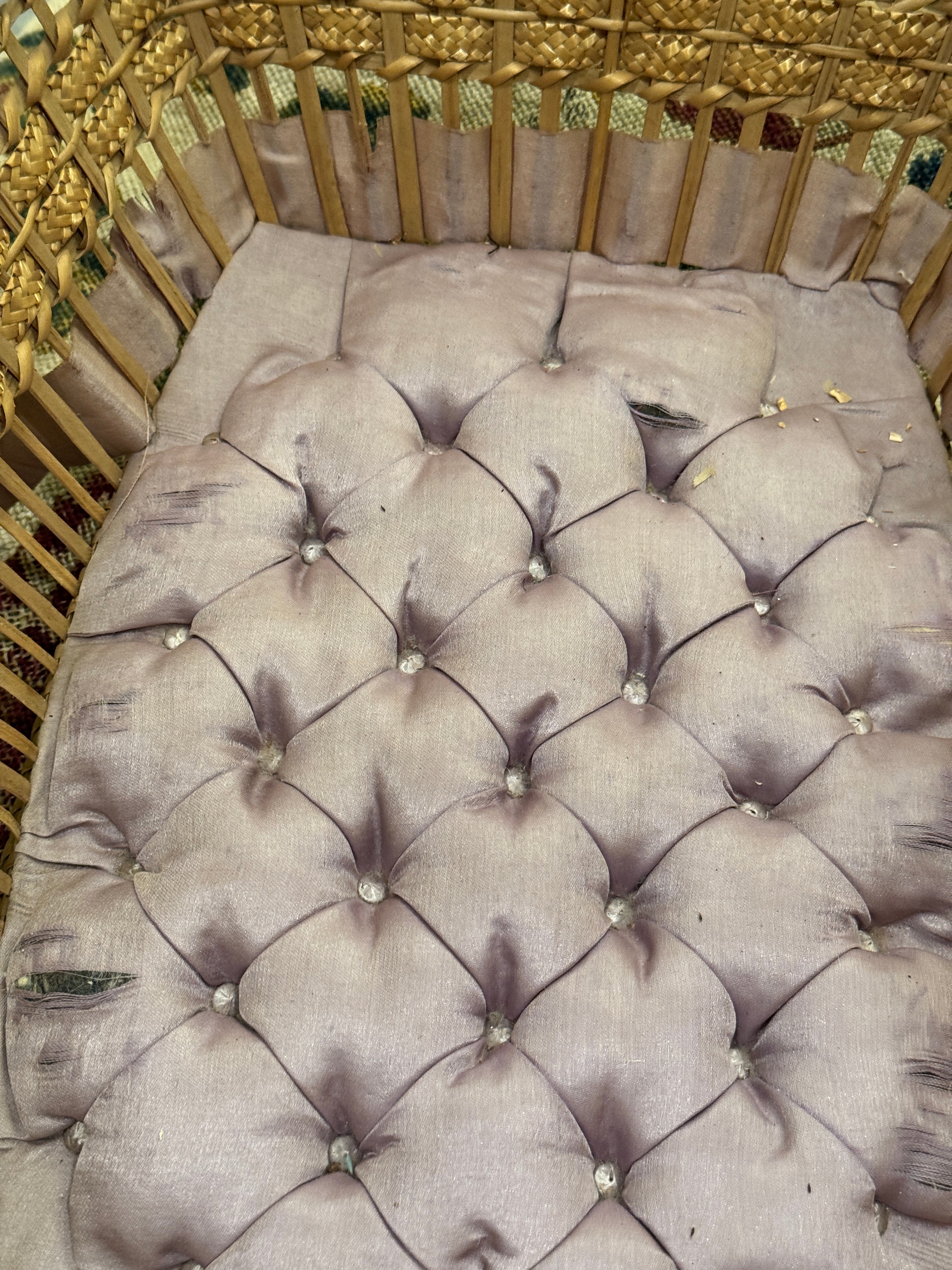 Exceptional Late 19th Century Antique Victorian Hand Woven Wicker Basket