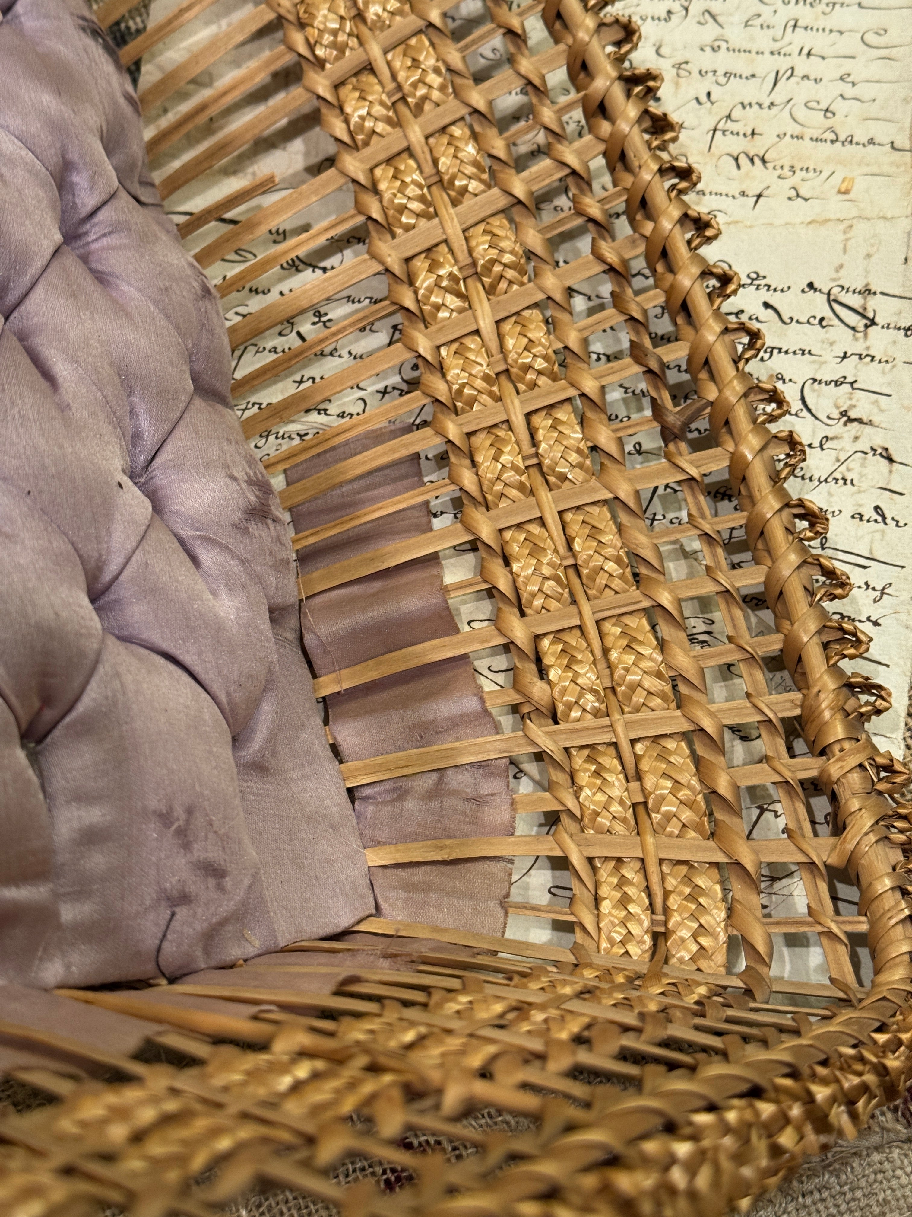 Exceptional Late 19th Century Antique Victorian Hand Woven Wicker Basket