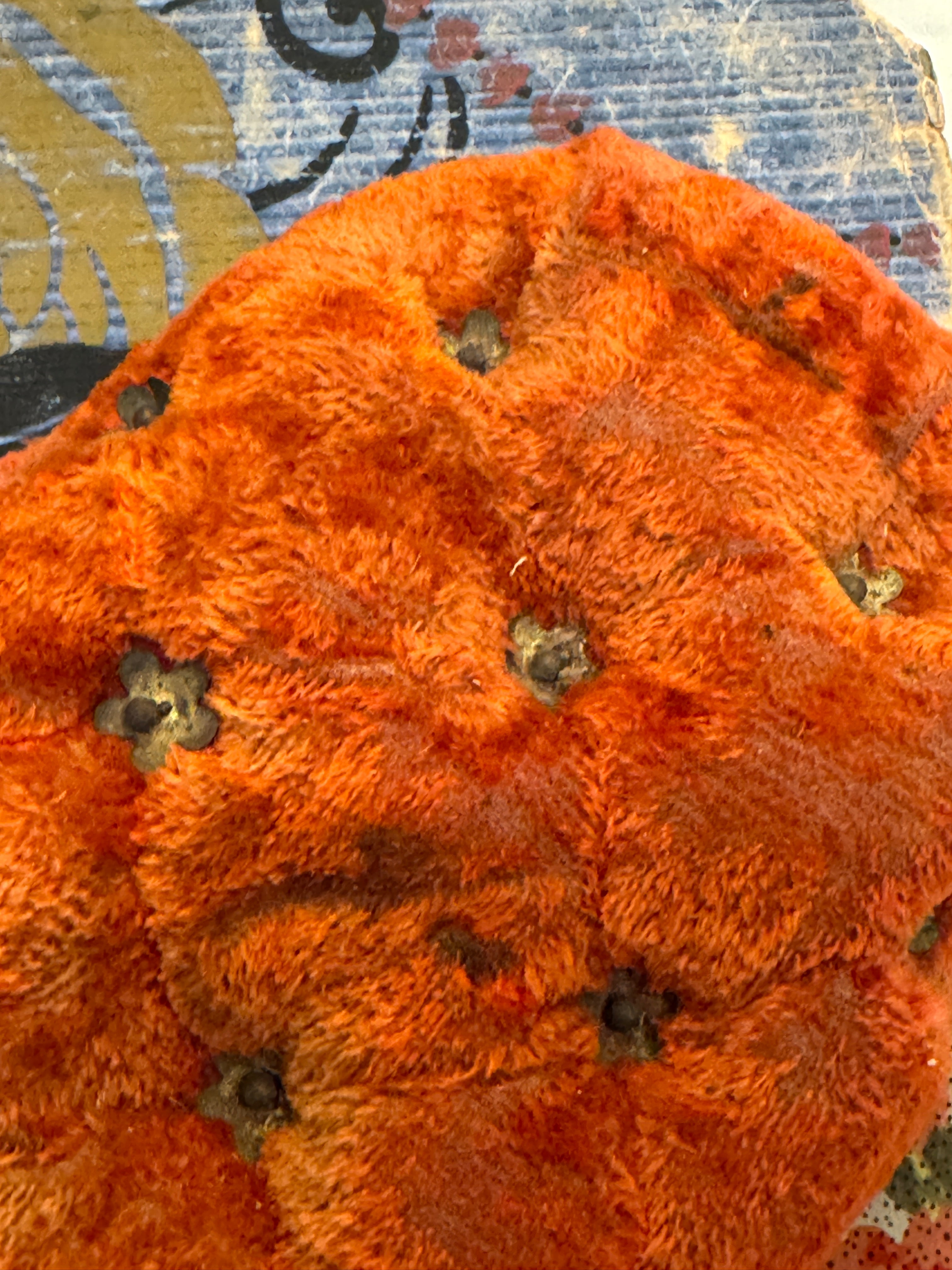 Antique 1800s Tufted French Red Velvet Wedding Display