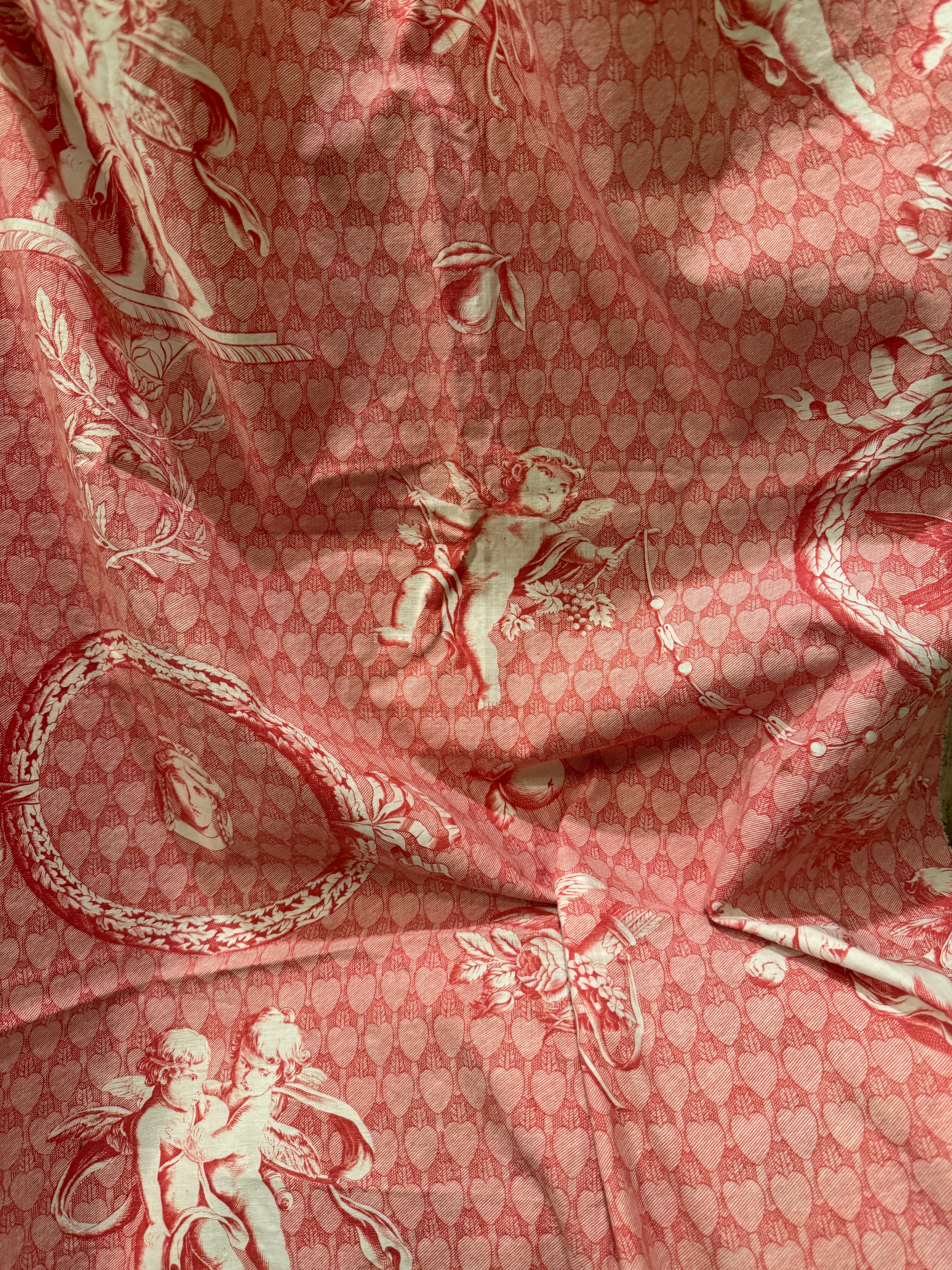 1800s French Printed Cotton Cherub Toile  *