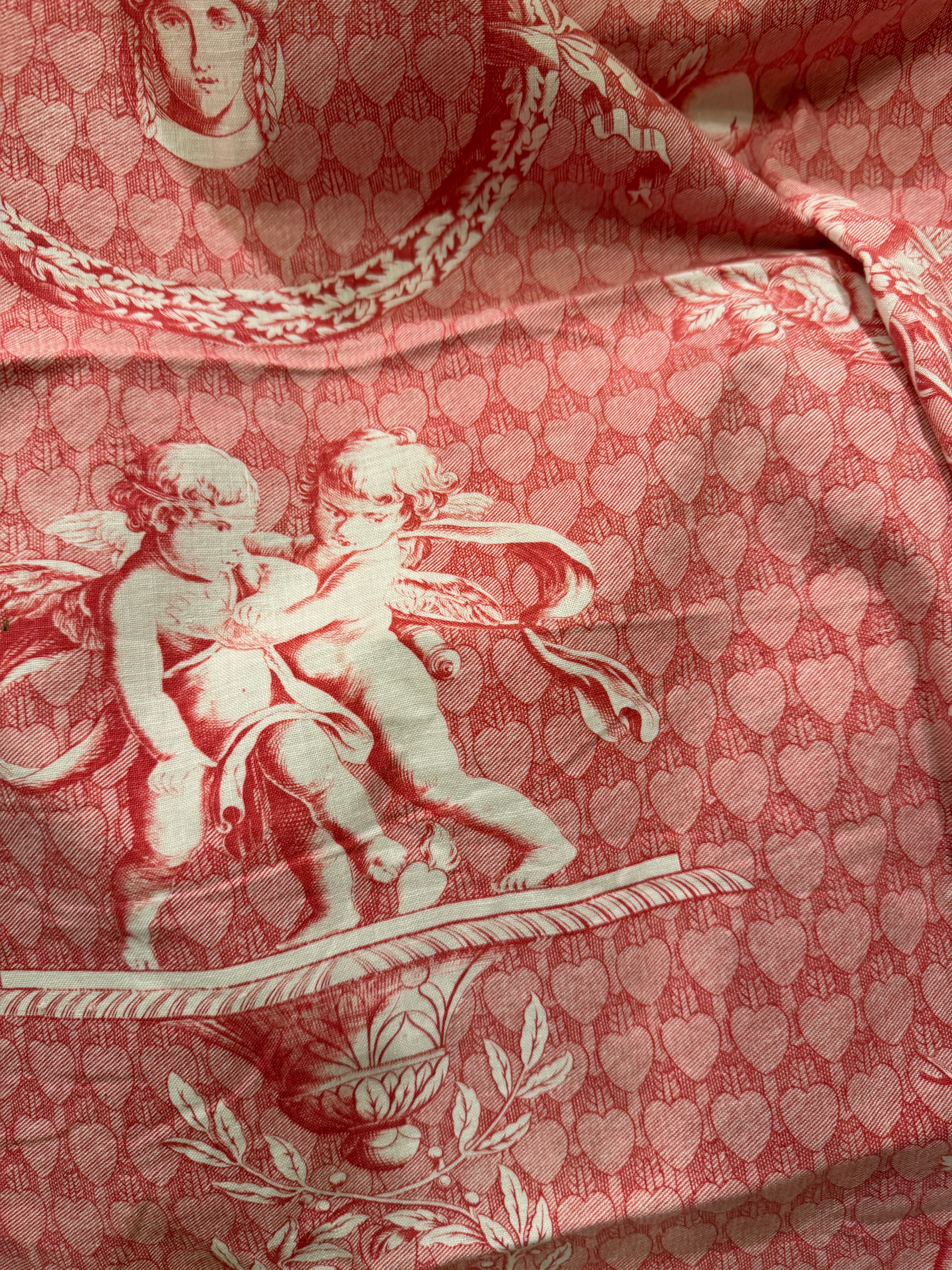 1800s French Printed Cotton Cherub Toile  *
