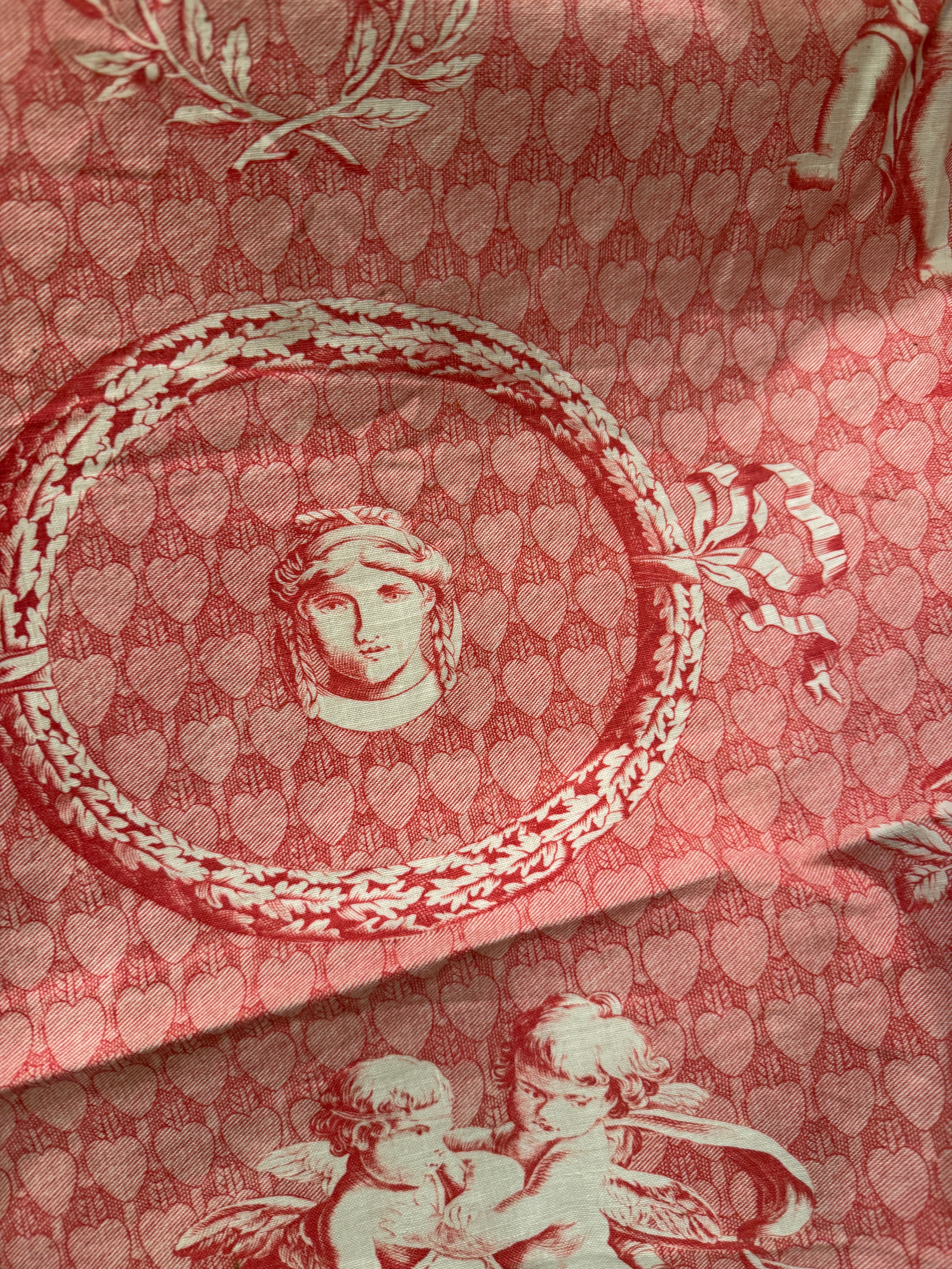 1800s French Printed Cotton Cherub Toile  *