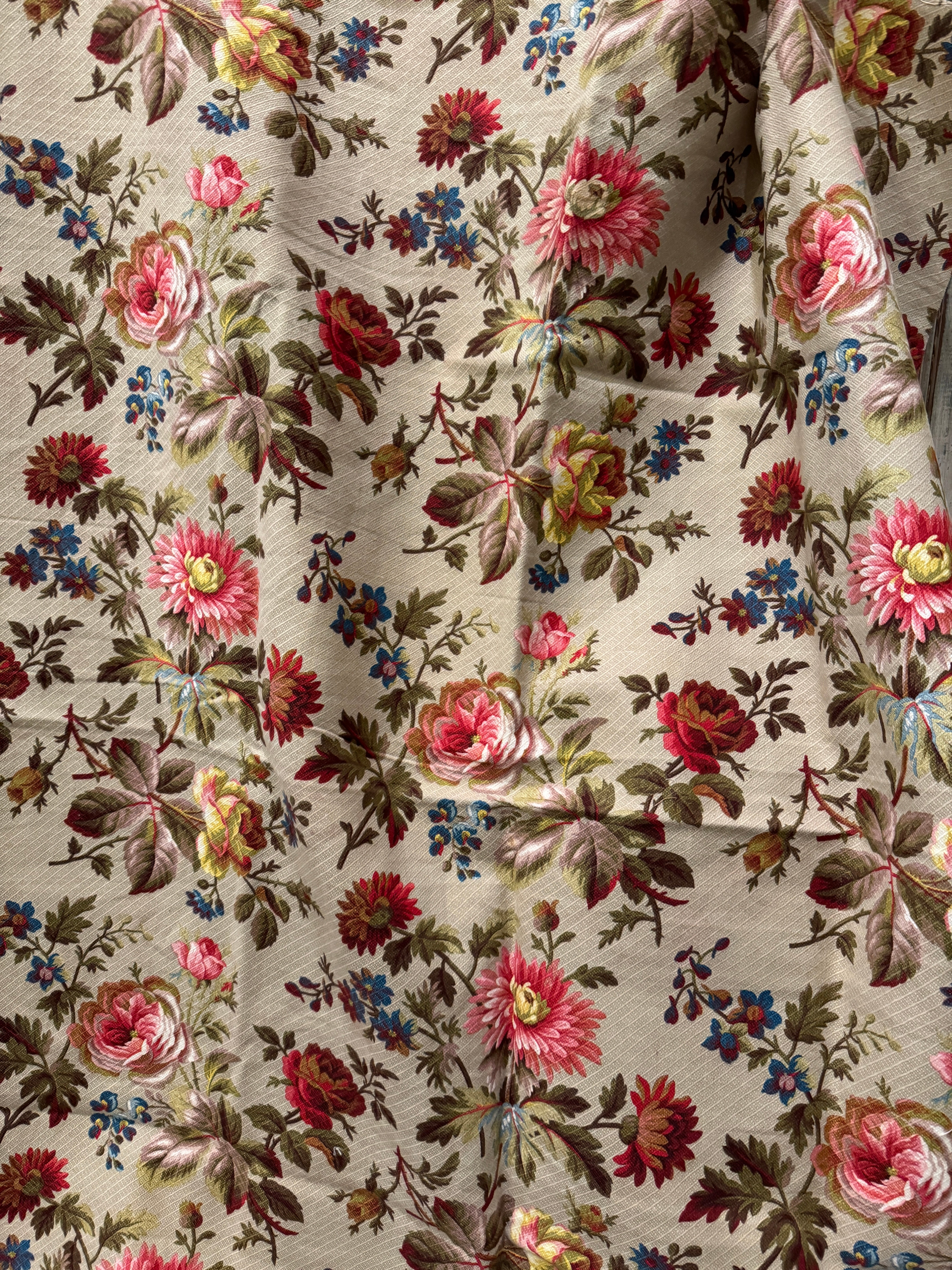 Antique French Cranberry Cretonne Cotton *