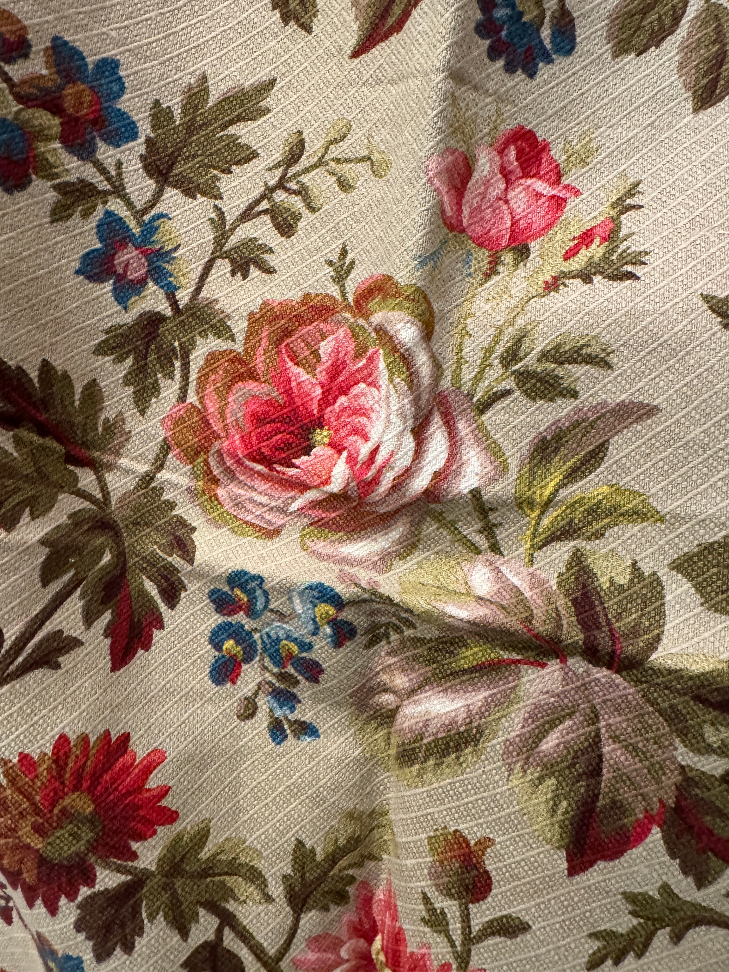 Antique French Cranberry Cretonne Cotton *