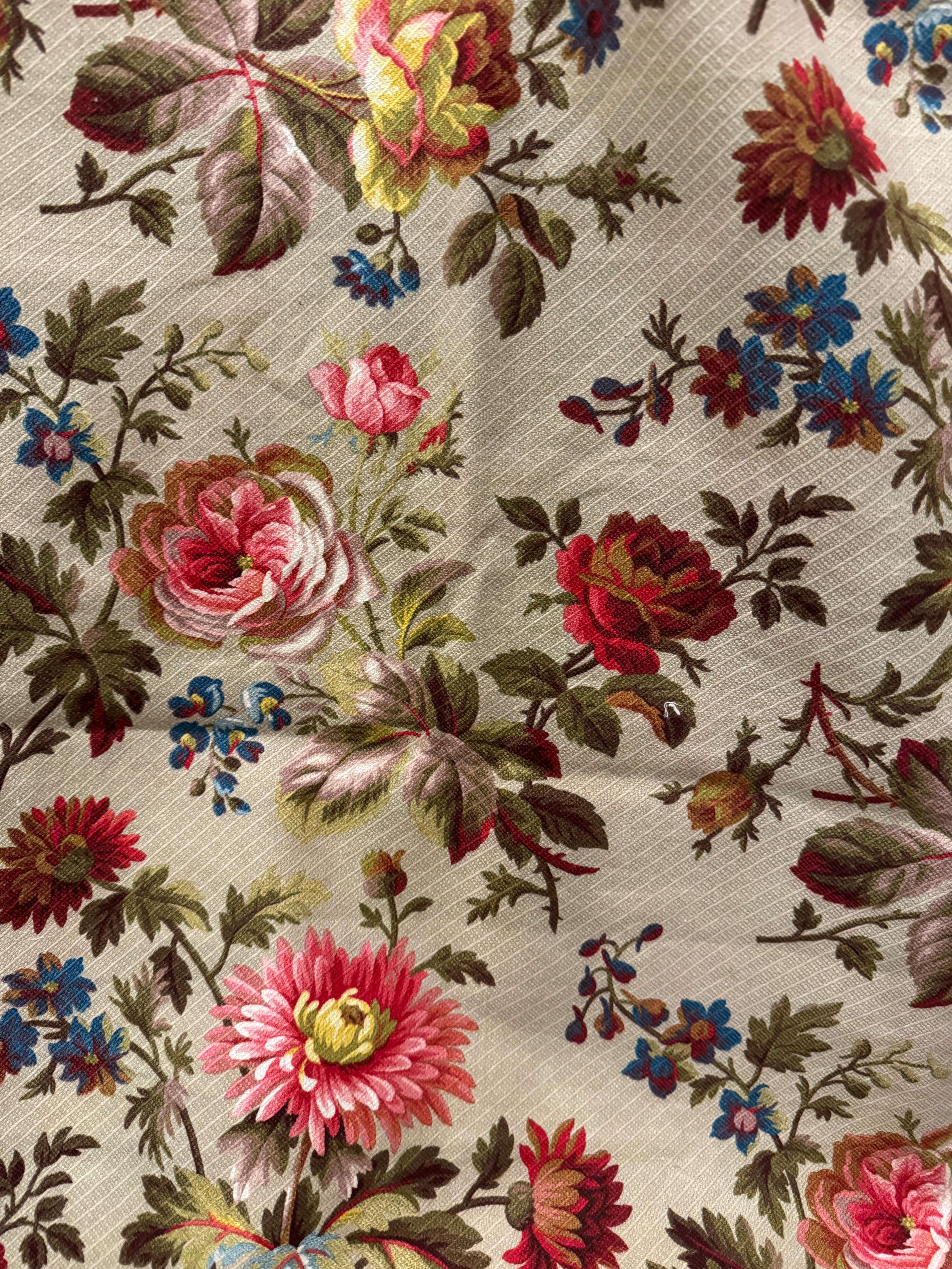 Antique French Cranberry Cretonne Cotton *