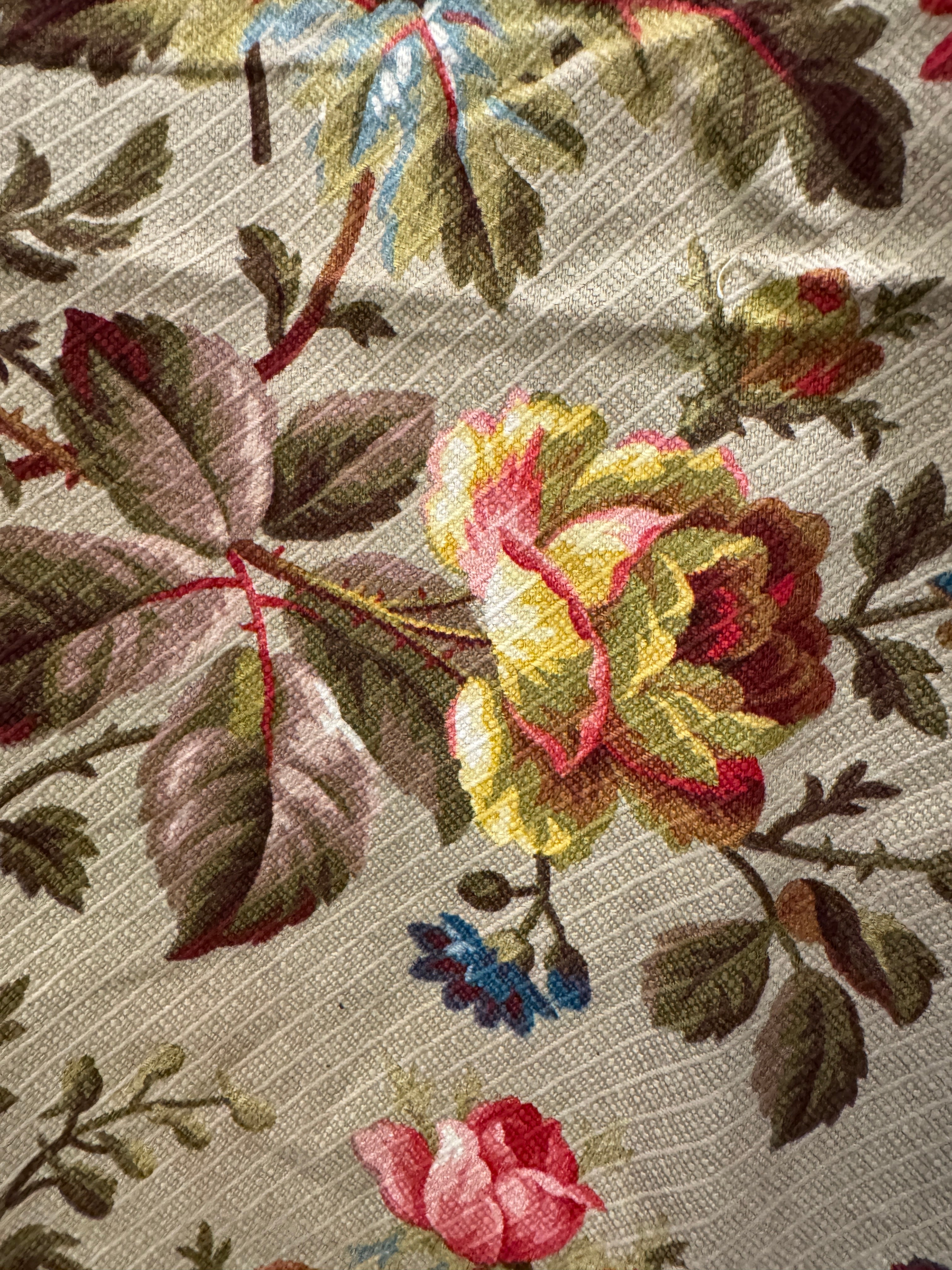 Antique French Cranberry Cretonne Cotton *