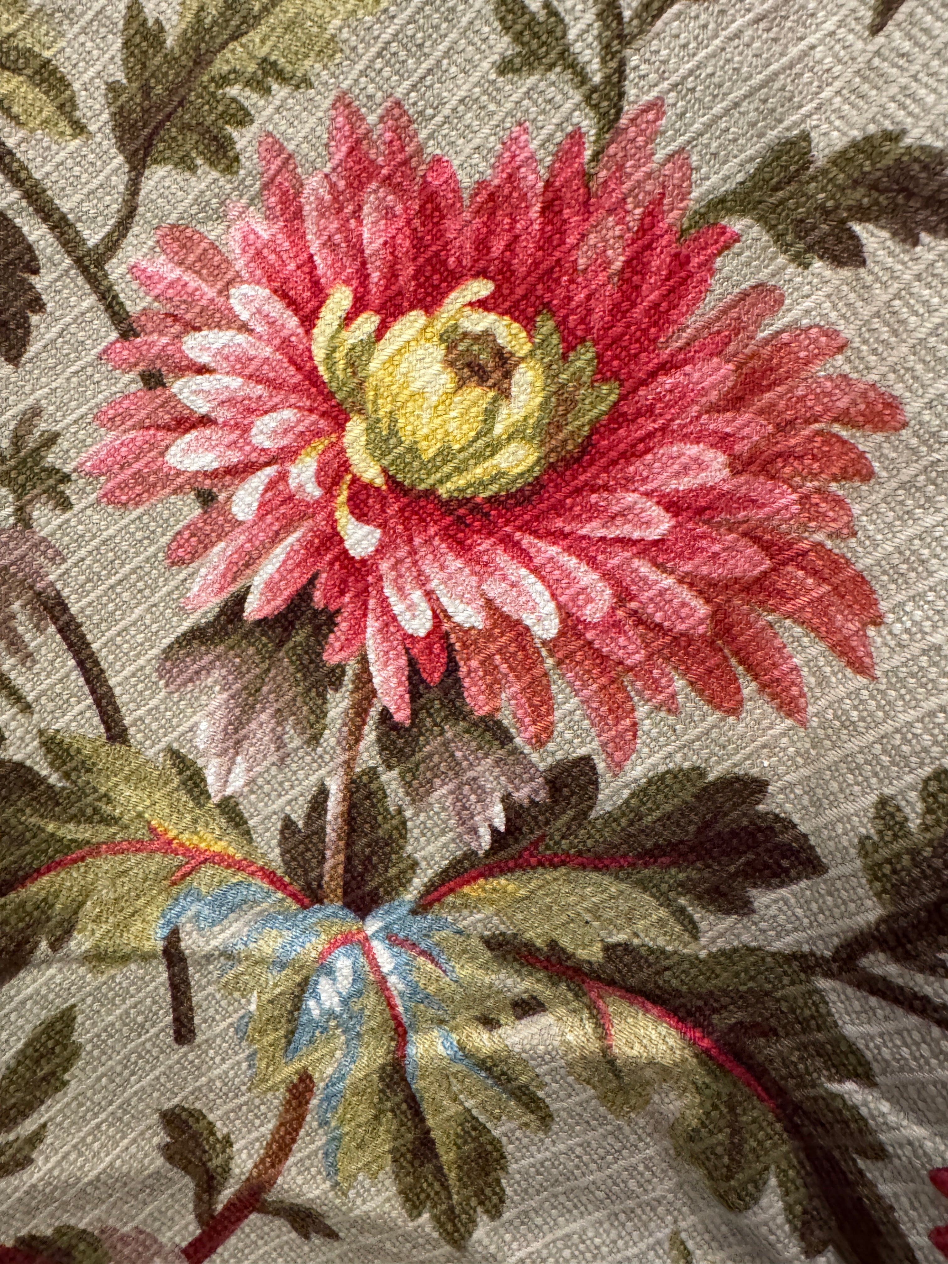 Antique French Cranberry Cretonne Cotton *