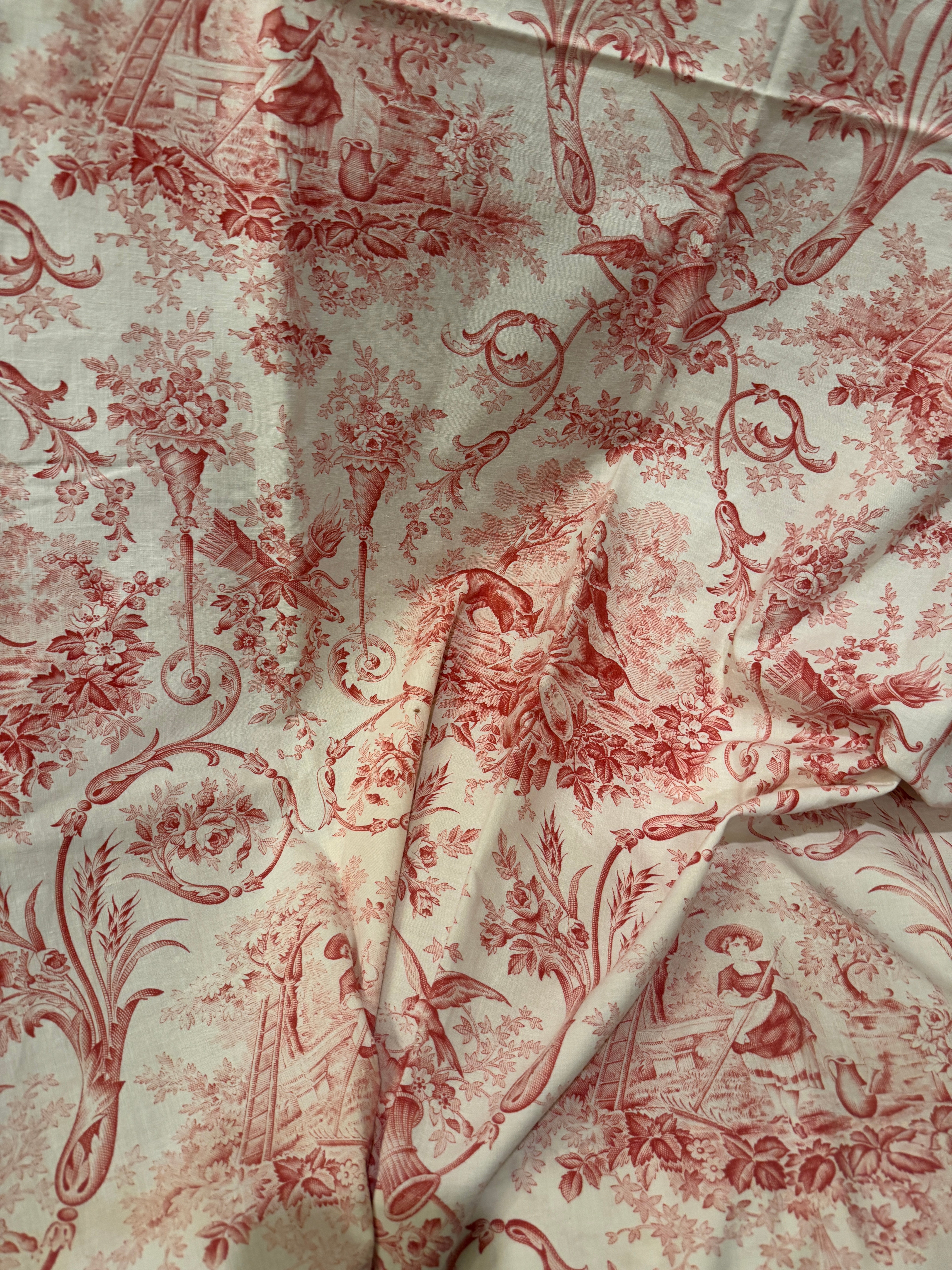 1800s French Cotton Vignette Covered Toile  *