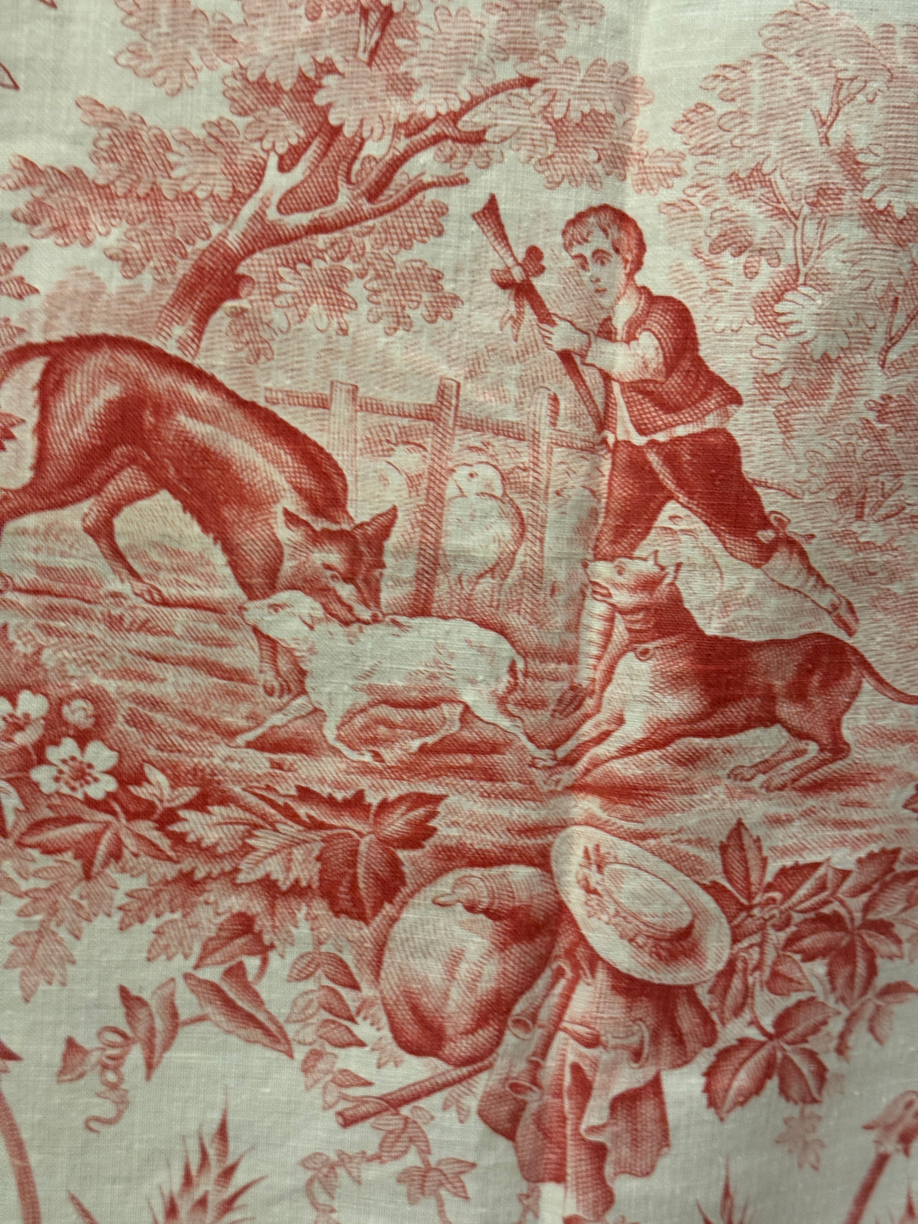 1800s French Cotton Vignette Covered Toile  *