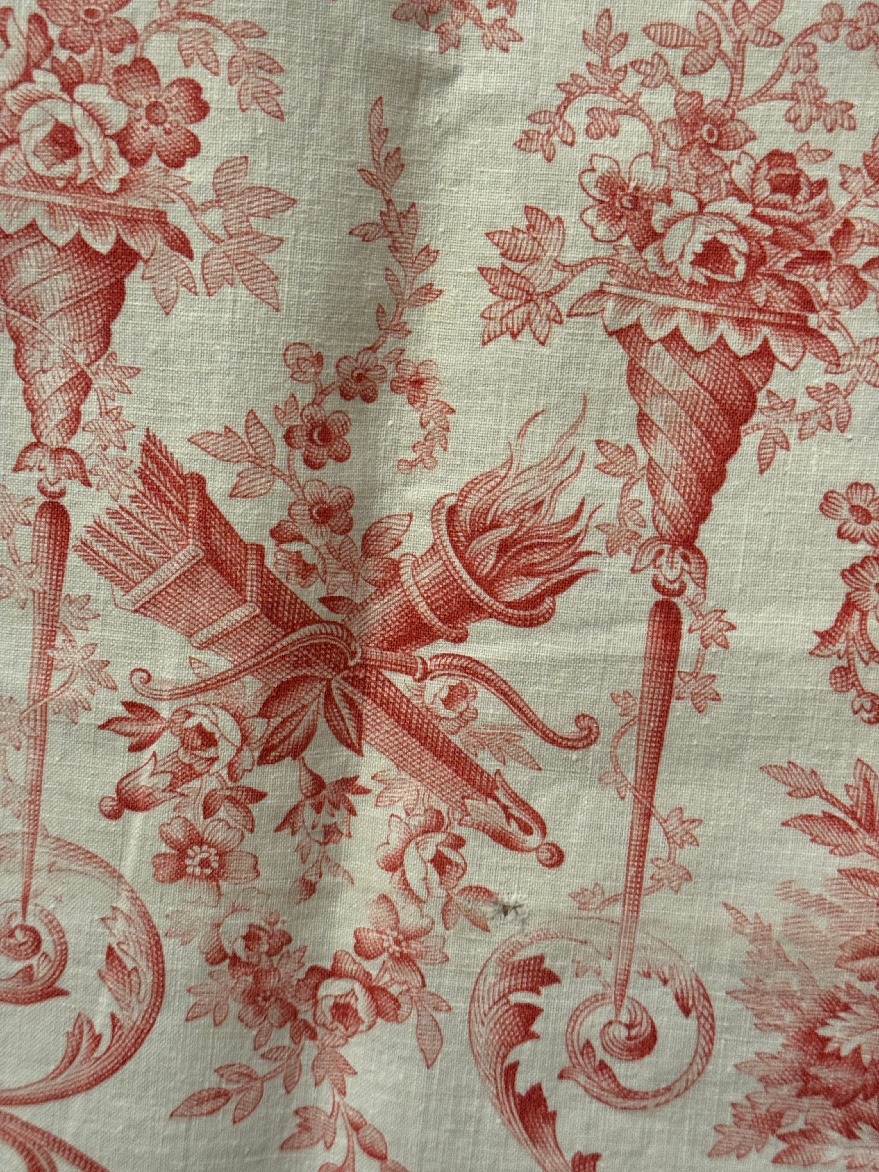 1800s French Cotton Vignette Covered Toile  *