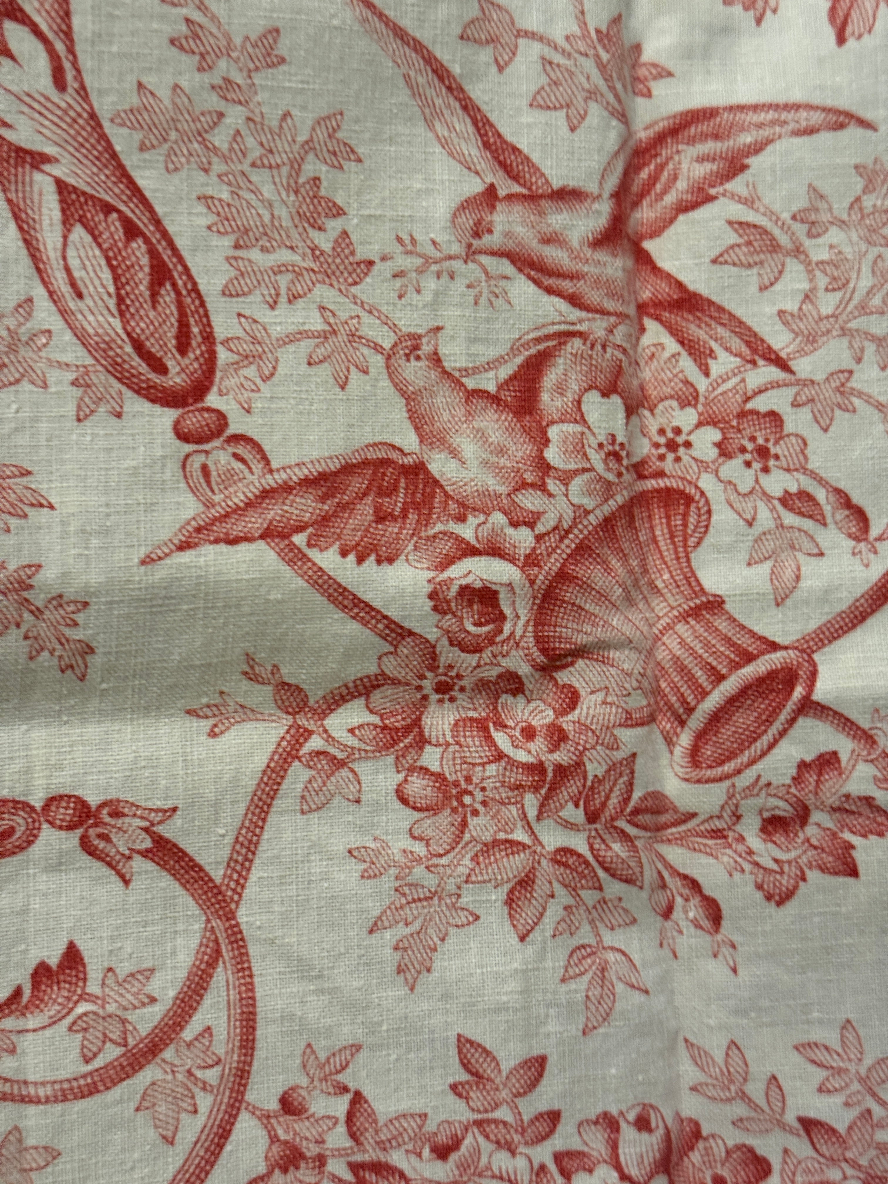 1800s French Cotton Vignette Covered Toile  *