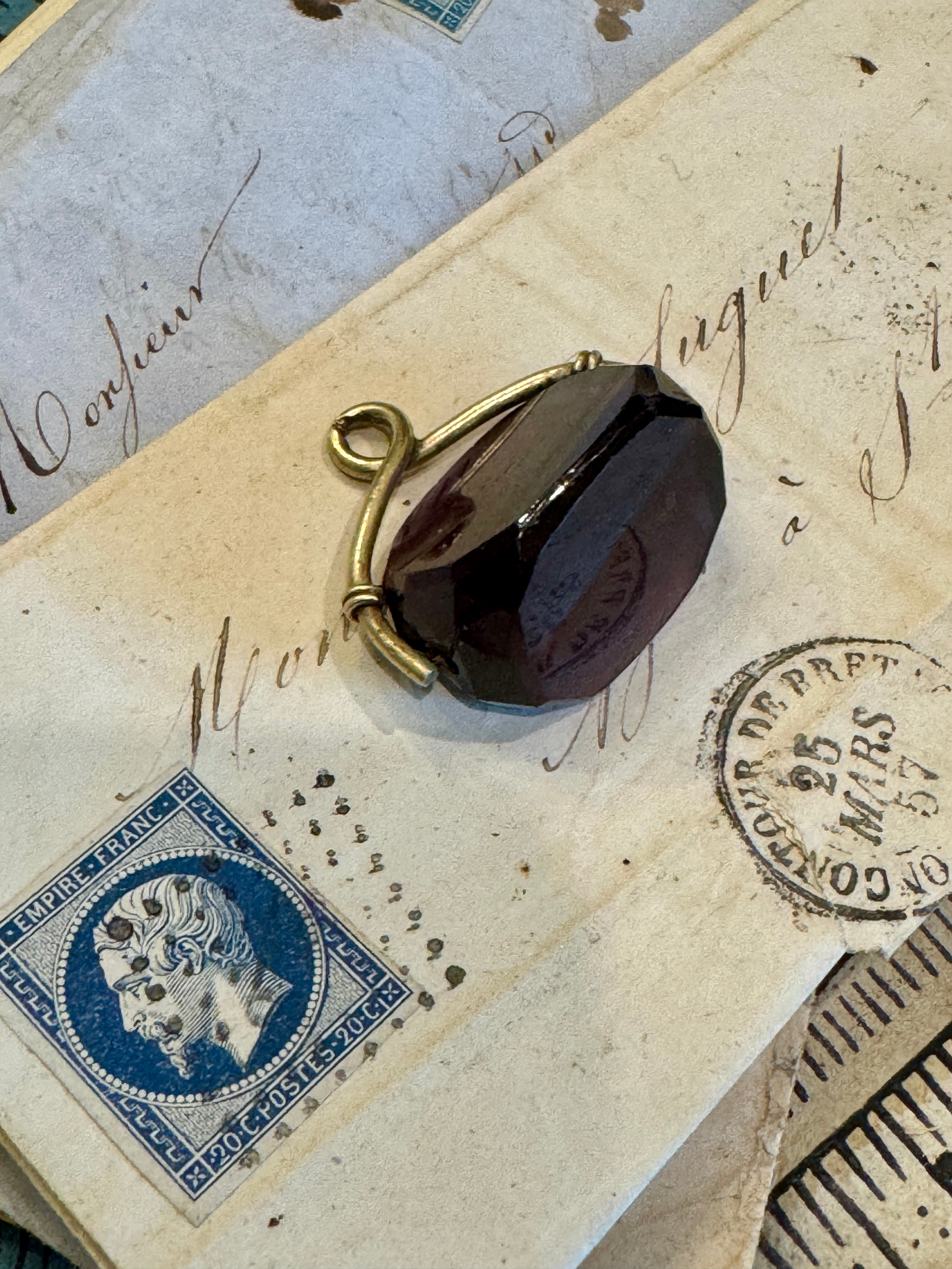 Antique Edwardian Rose Gold Spinning Fob Seal Pendant