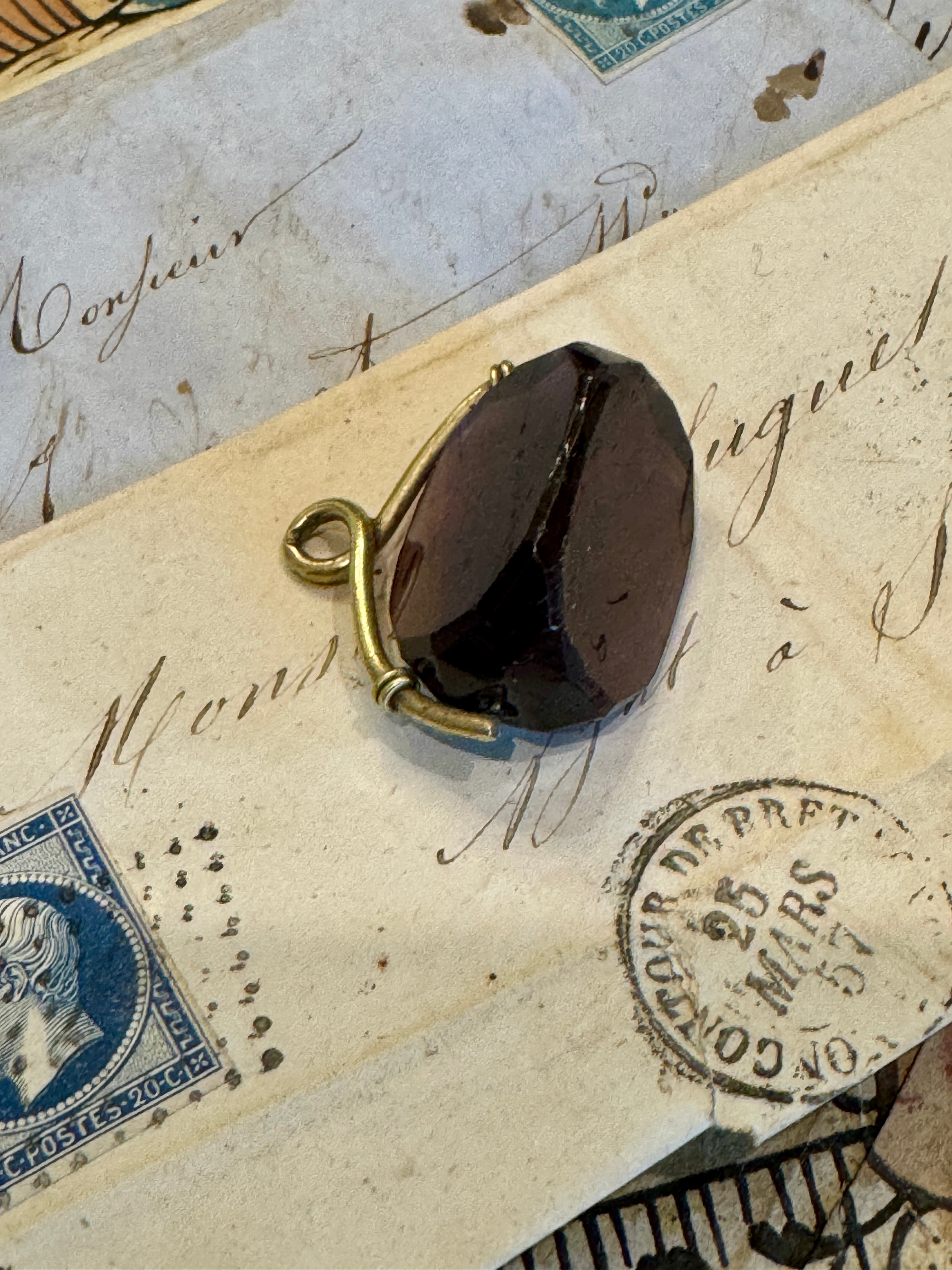 Antique Edwardian Rose Gold Spinning Fob Seal Pendant