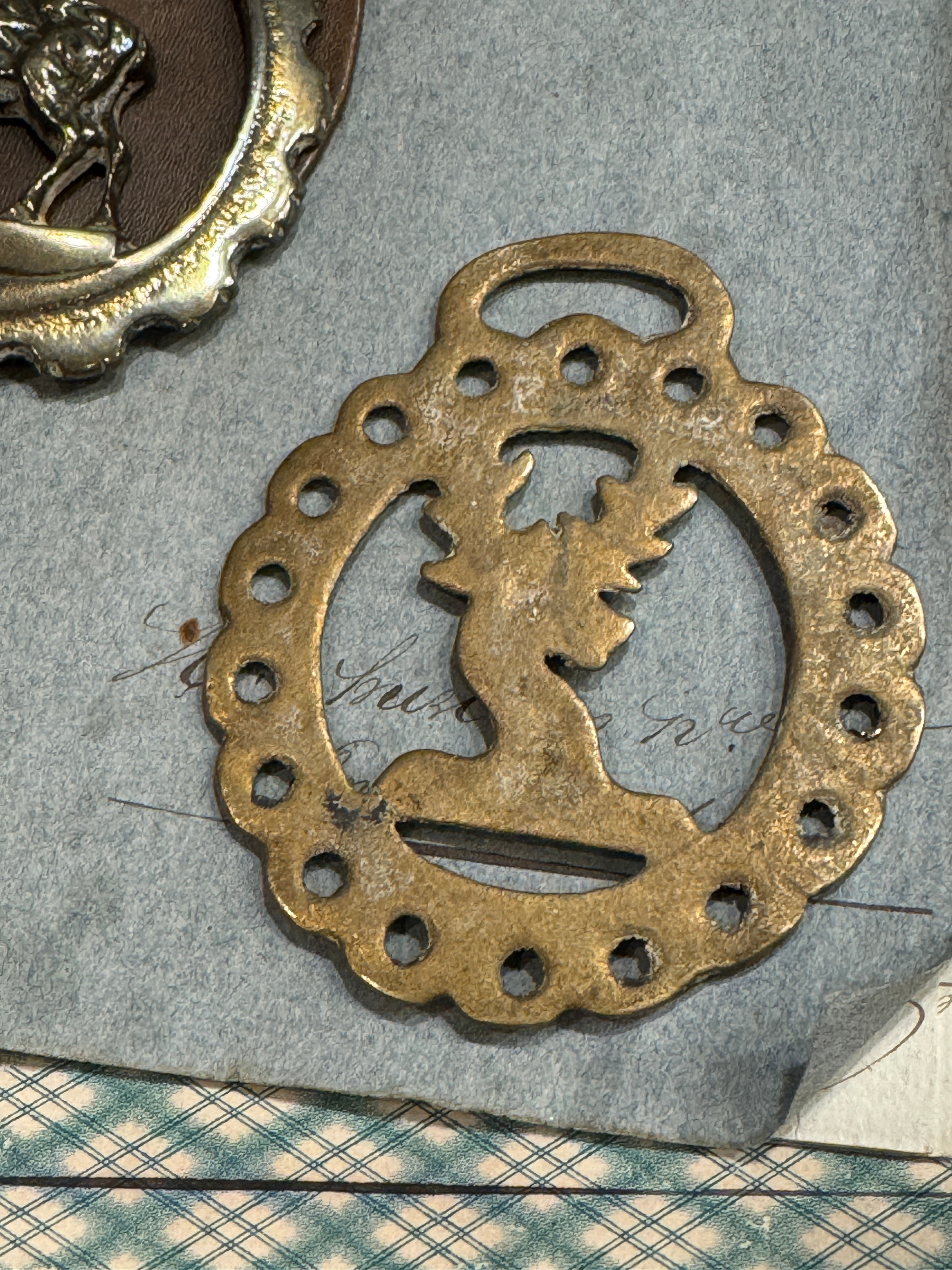 Vintage English Souvenir Horse Brass Deer Medallions