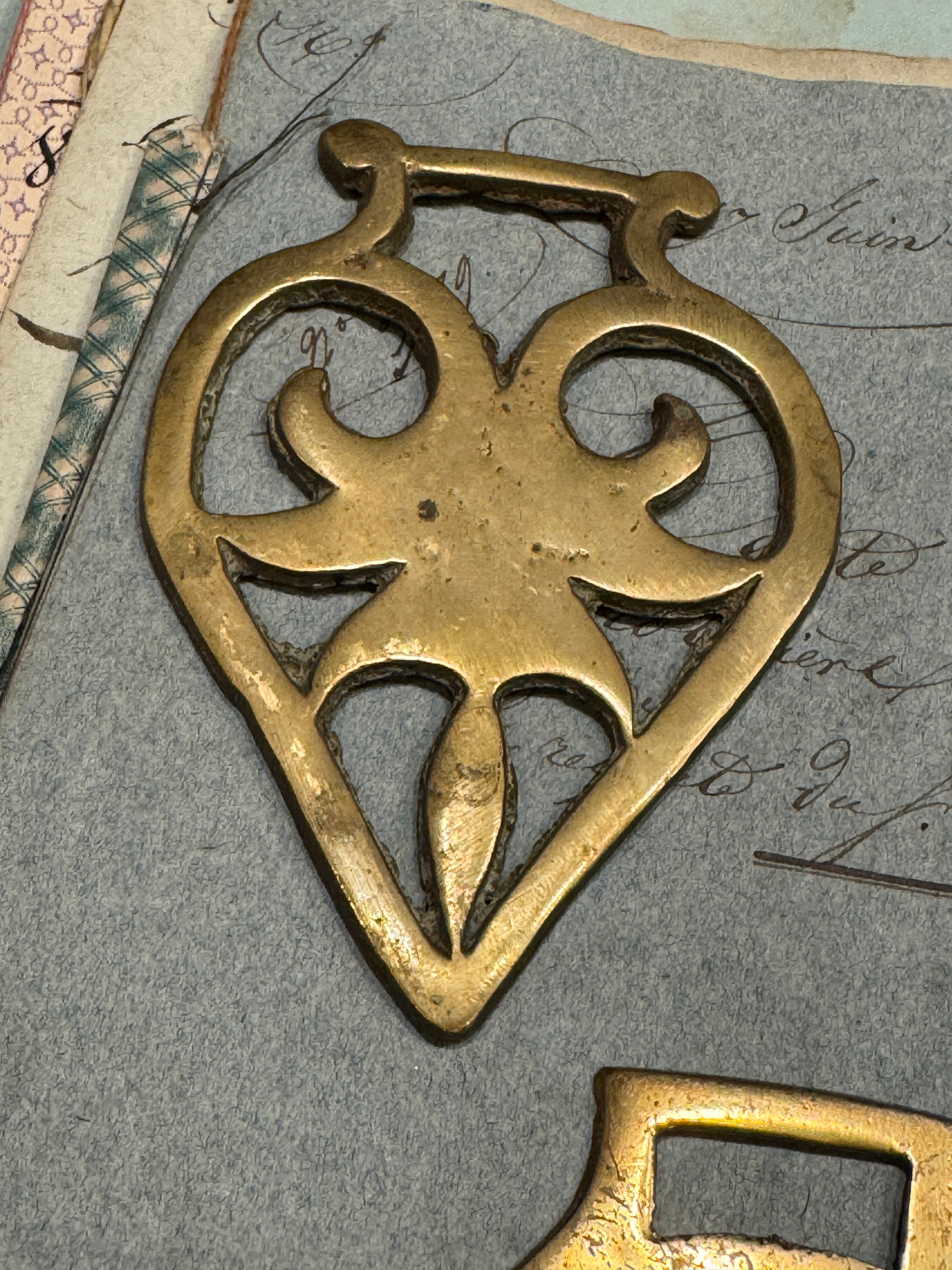 Vintage English Souvenir Horse Brass Heart Medallions