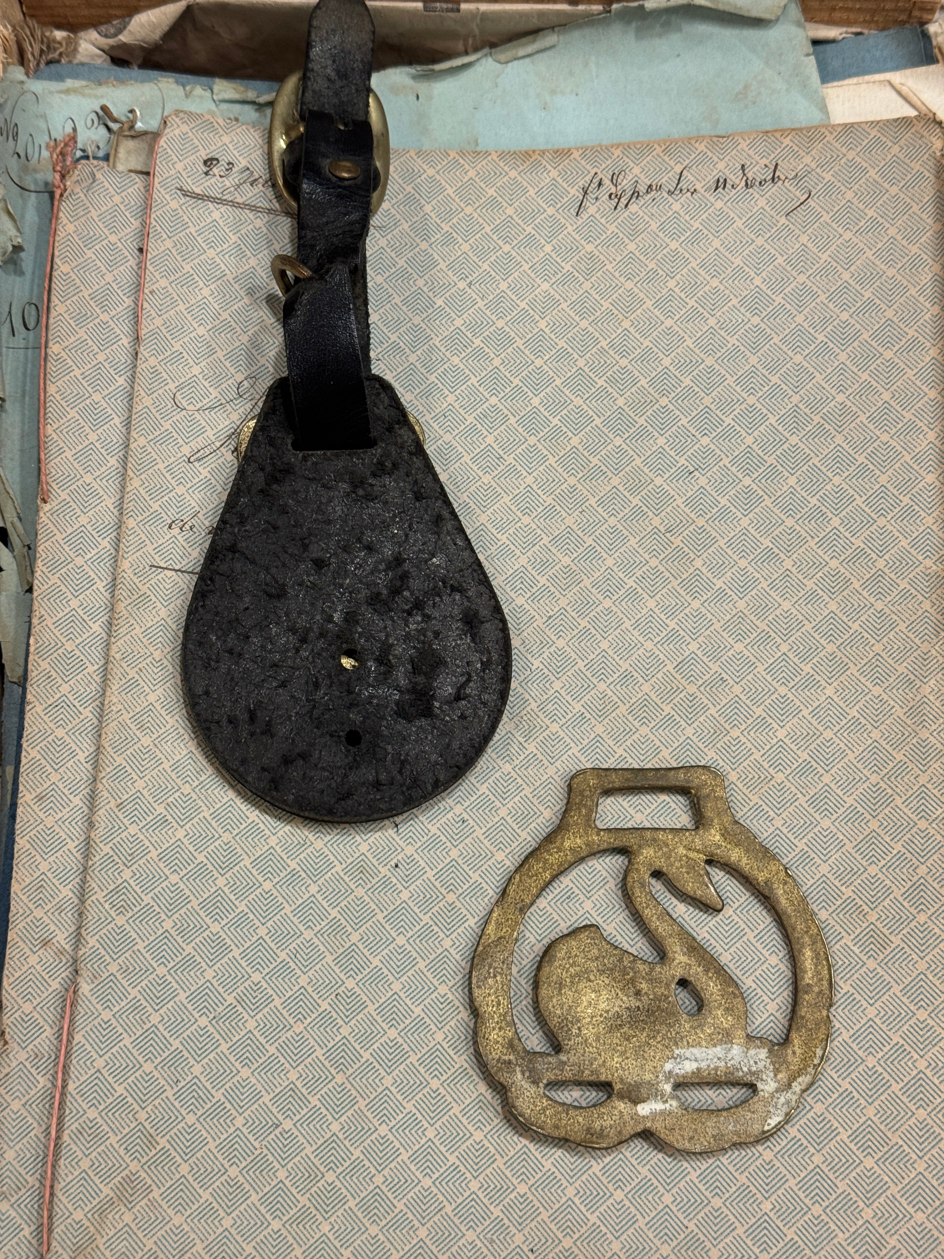 Vintage English Souvenir Horse Brass Deer Swan Medallions