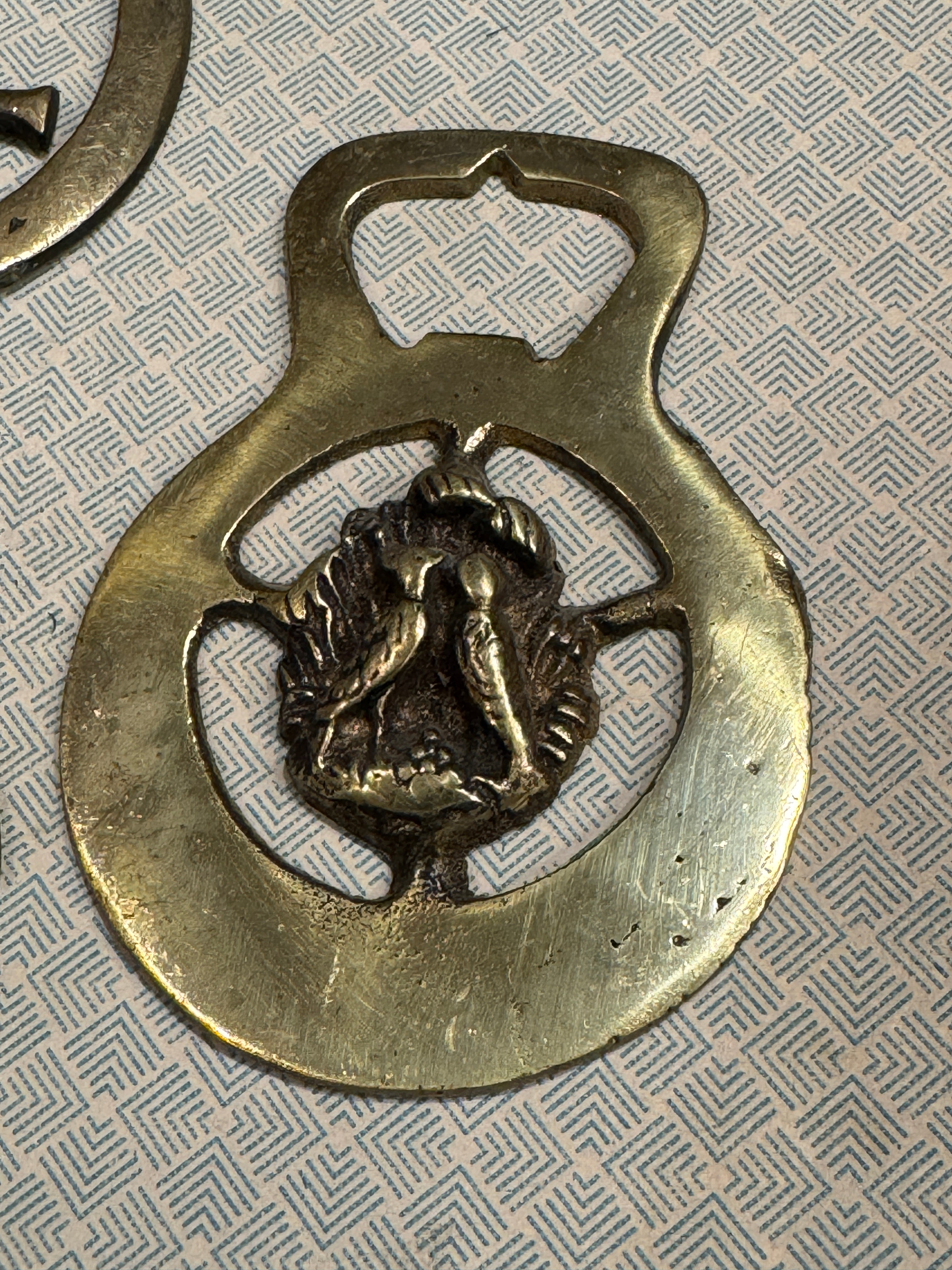 Vintage English Souvenir Horse Brass Chicken Medallions