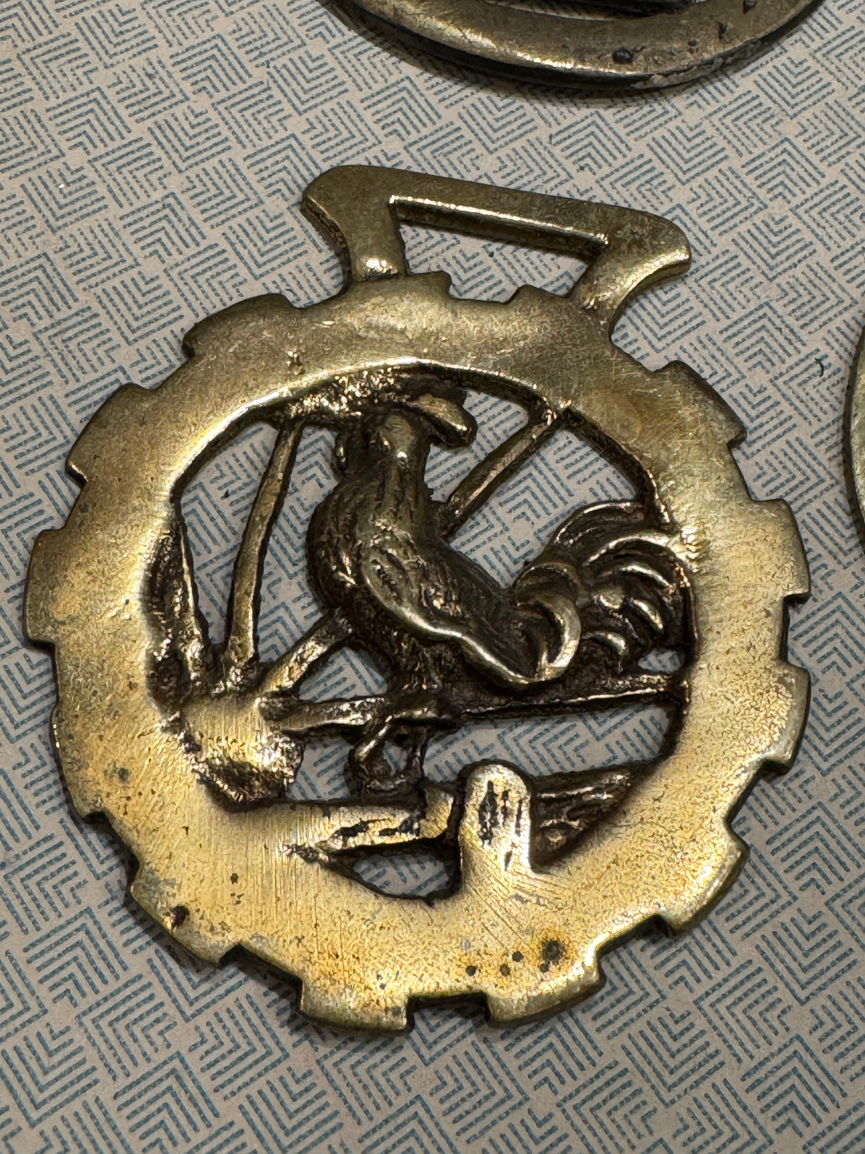 Vintage English Souvenir Horse Brass Chicken Medallions