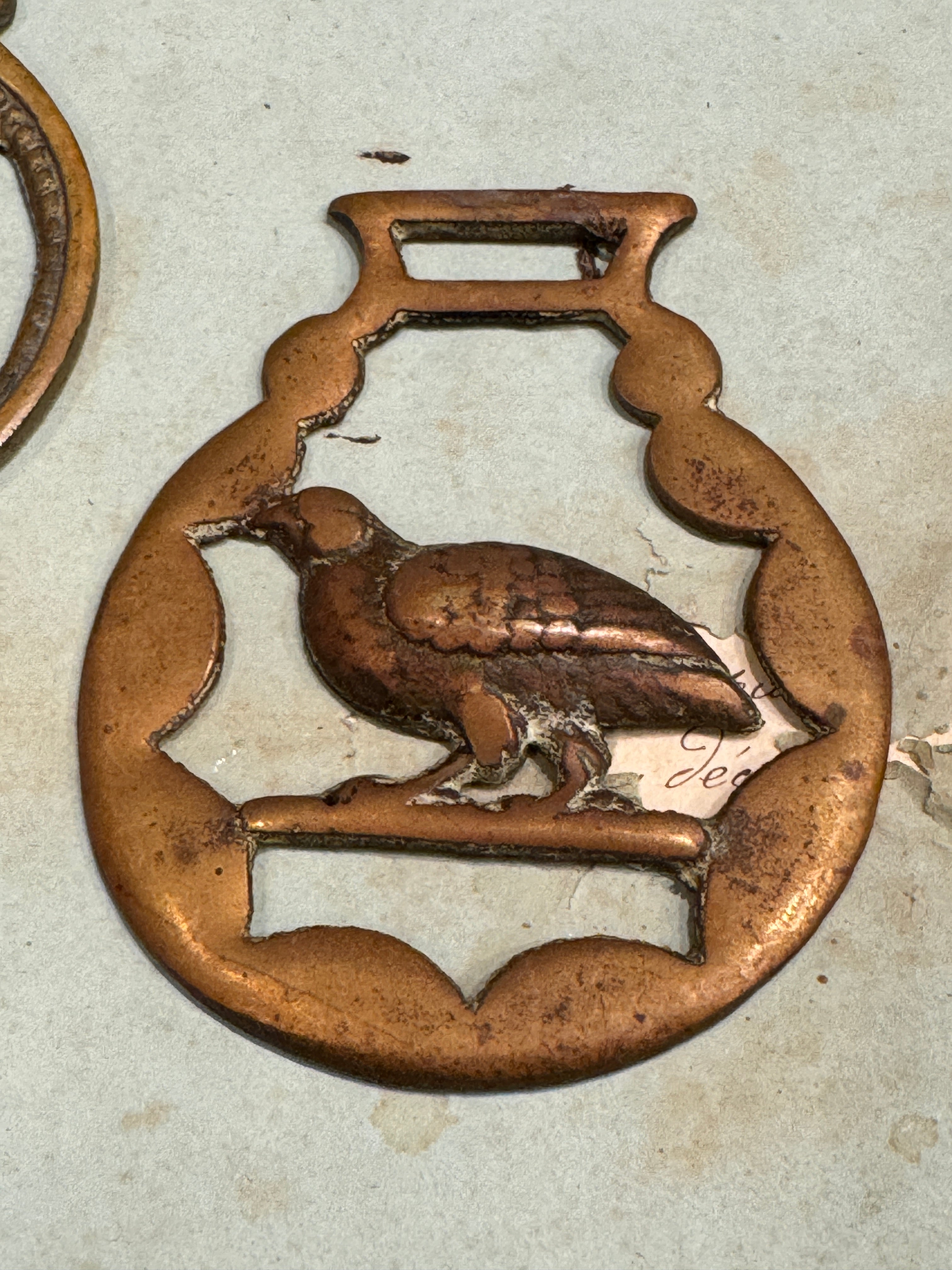 Vintage English Souvenir Horse Brass Bird Medallions