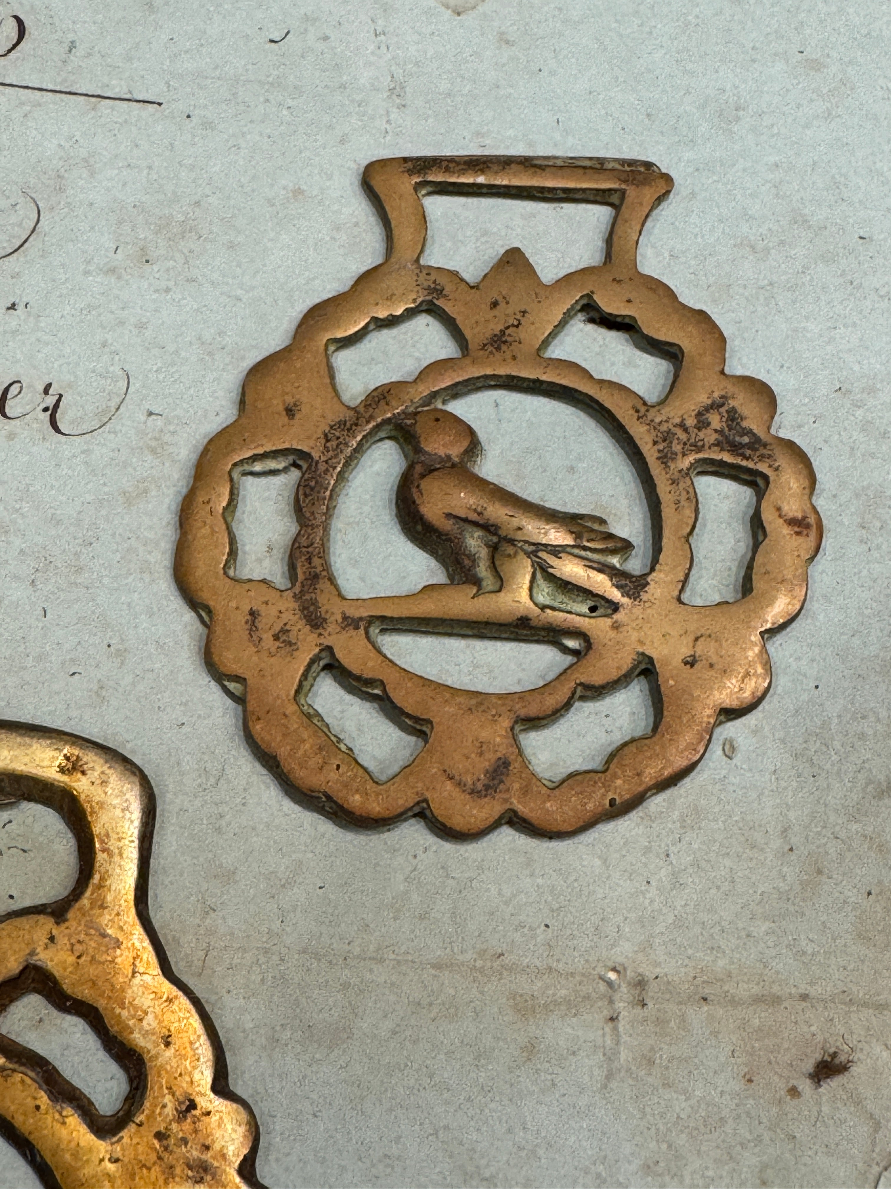 Vintage English Souvenir Horse Brass Birds Medallions