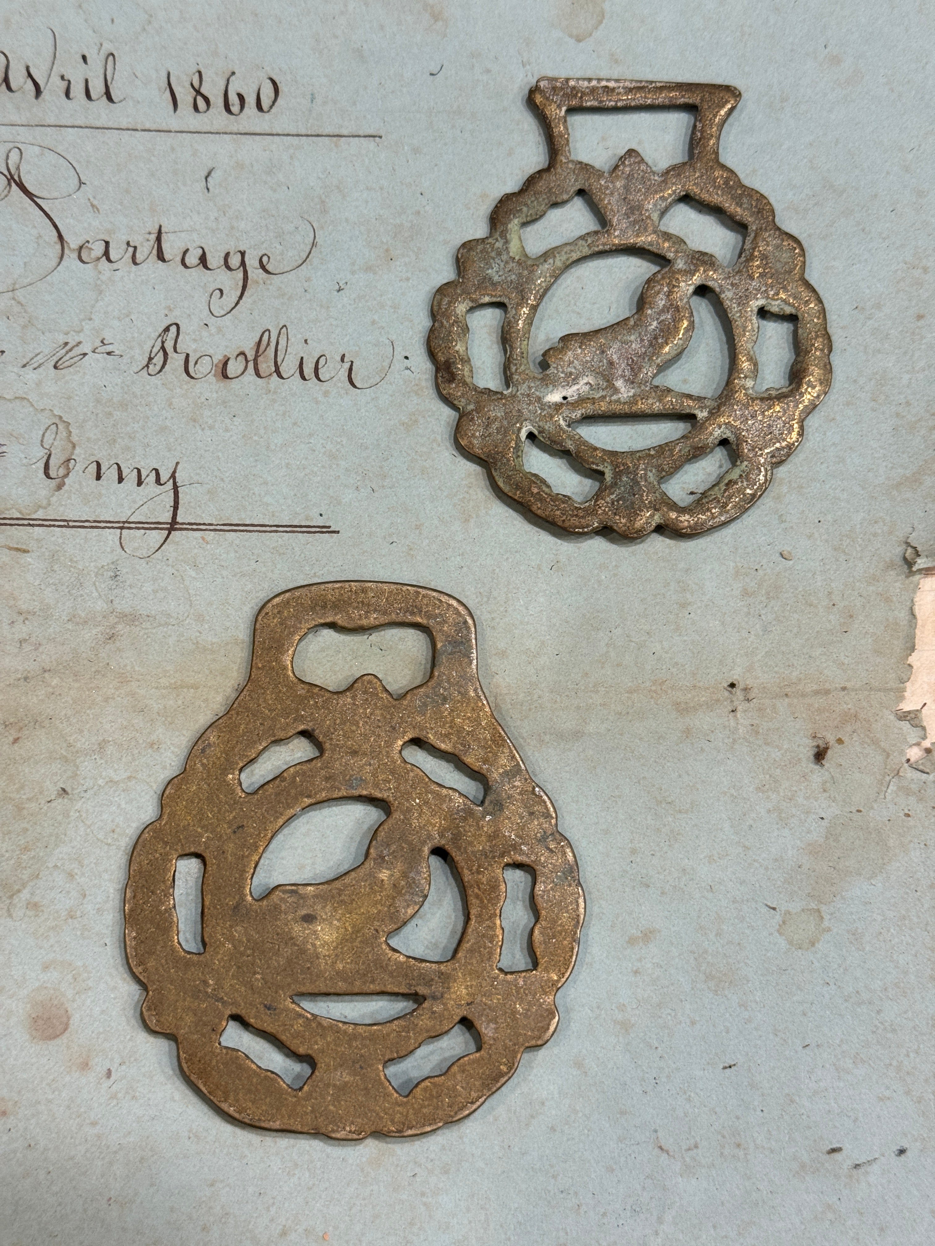 Vintage English Souvenir Horse Brass Birds Medallions