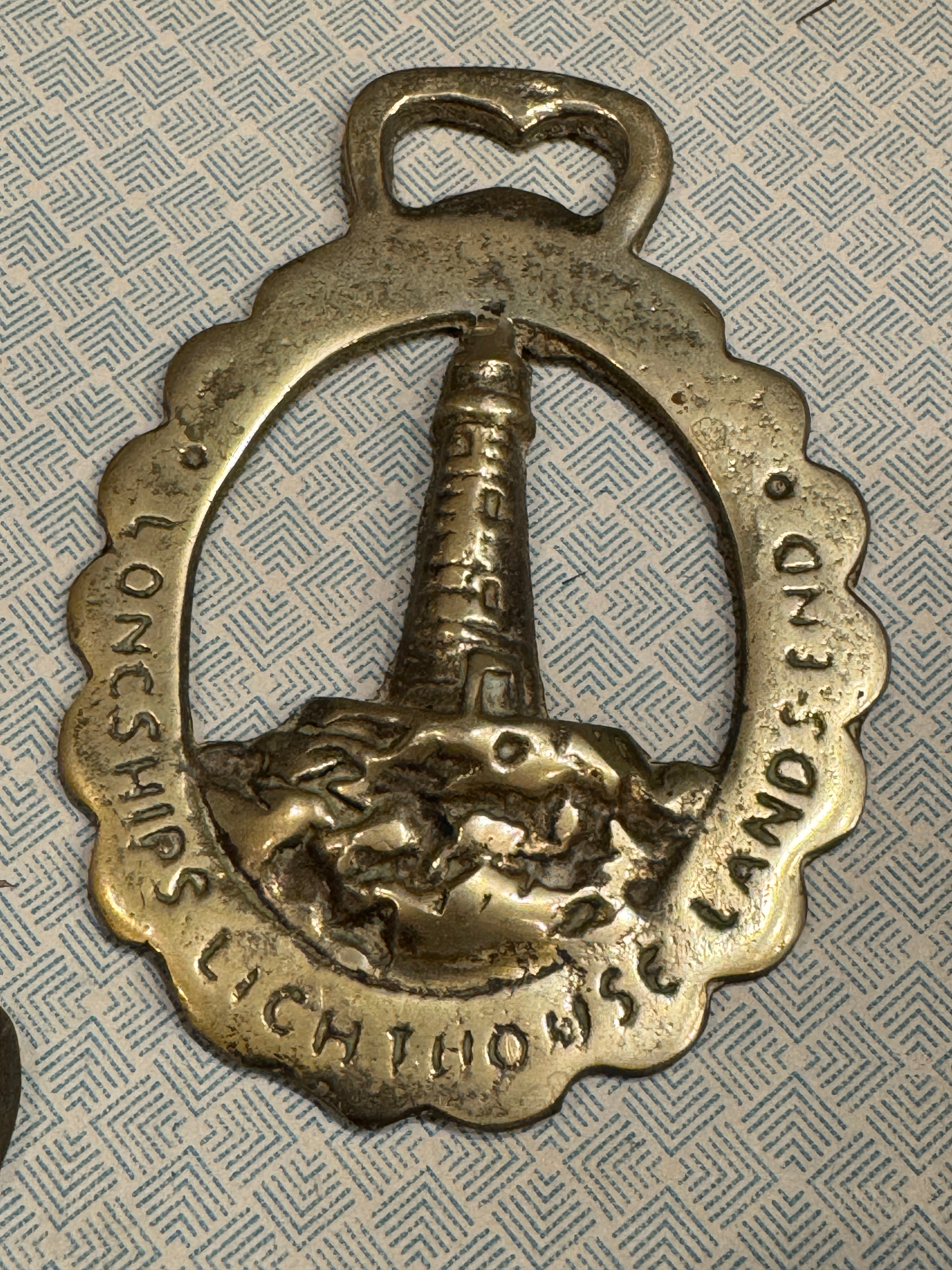 Vintage English Souvenir Horse Brass Light House Medallions