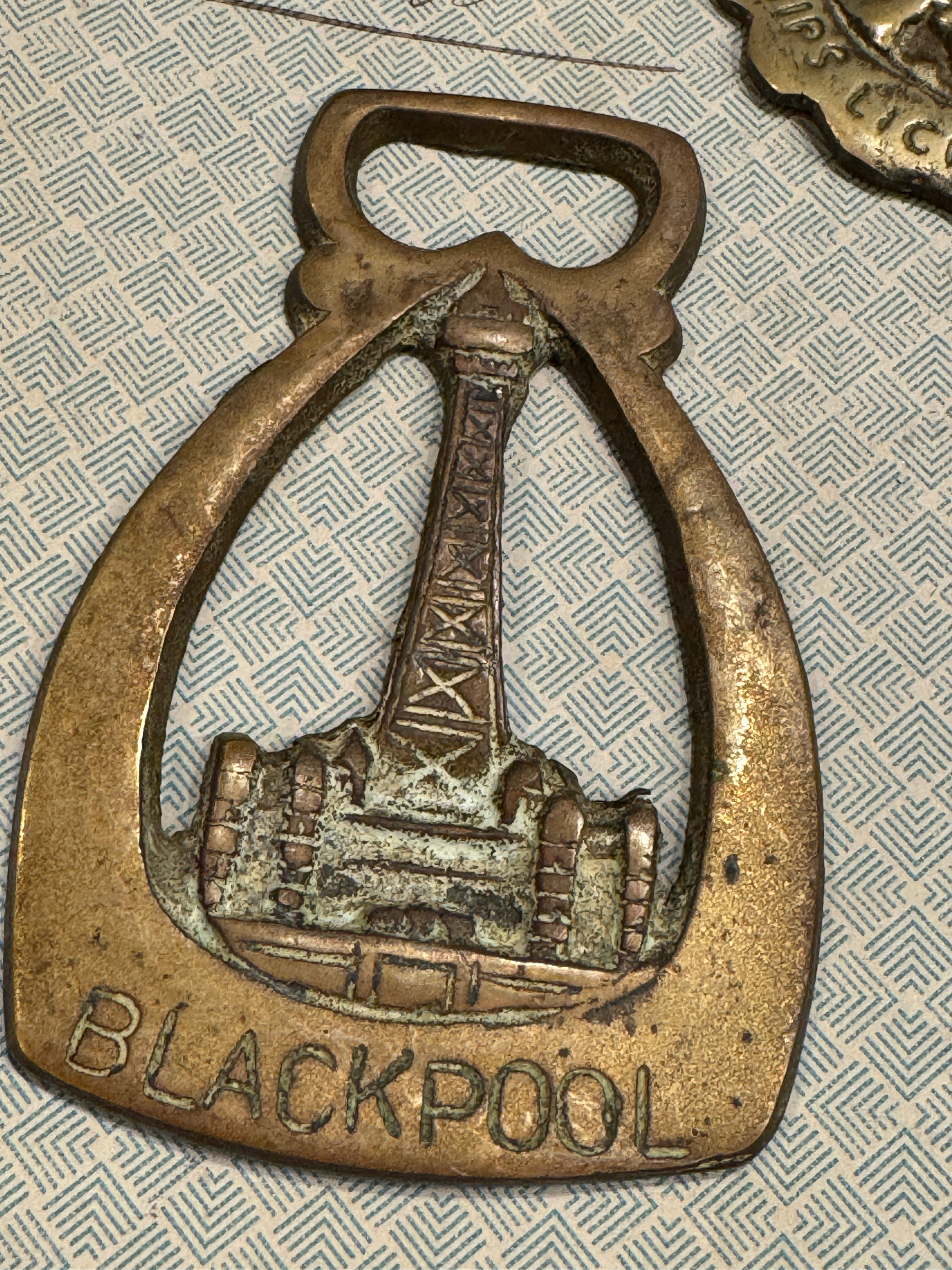 Vintage English Souvenir Horse Brass Light House Medallions