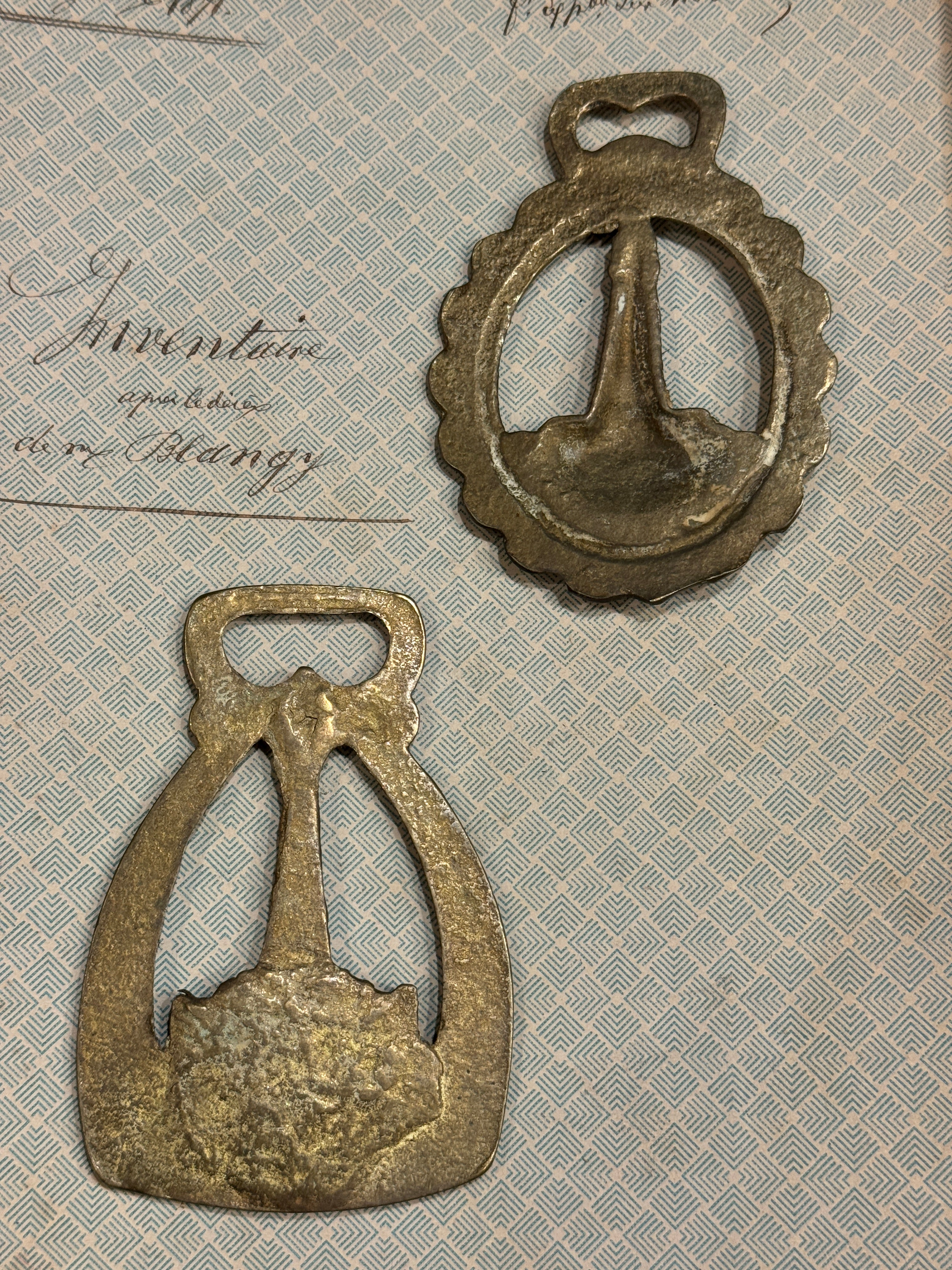 Vintage English Souvenir Horse Brass Light House Medallions