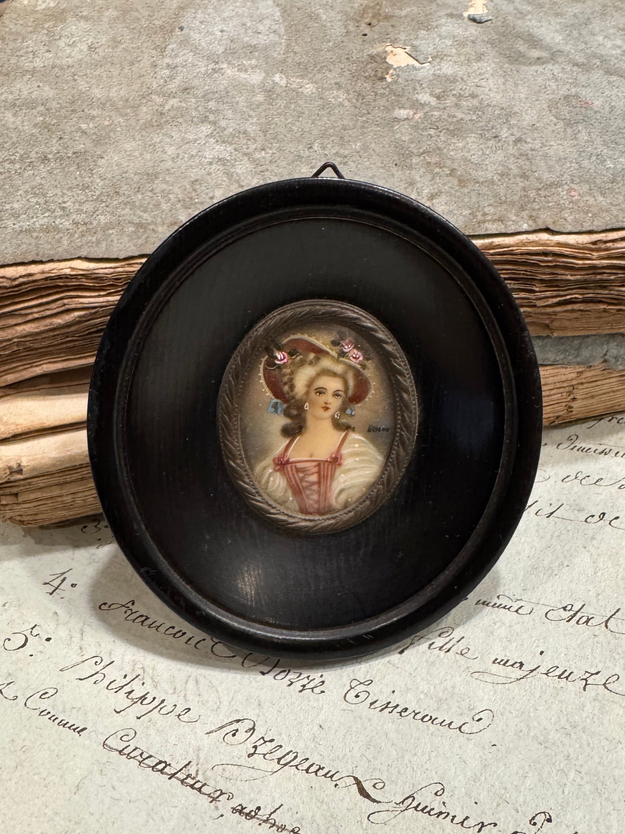 Antique 1800s French Miniature Portrait