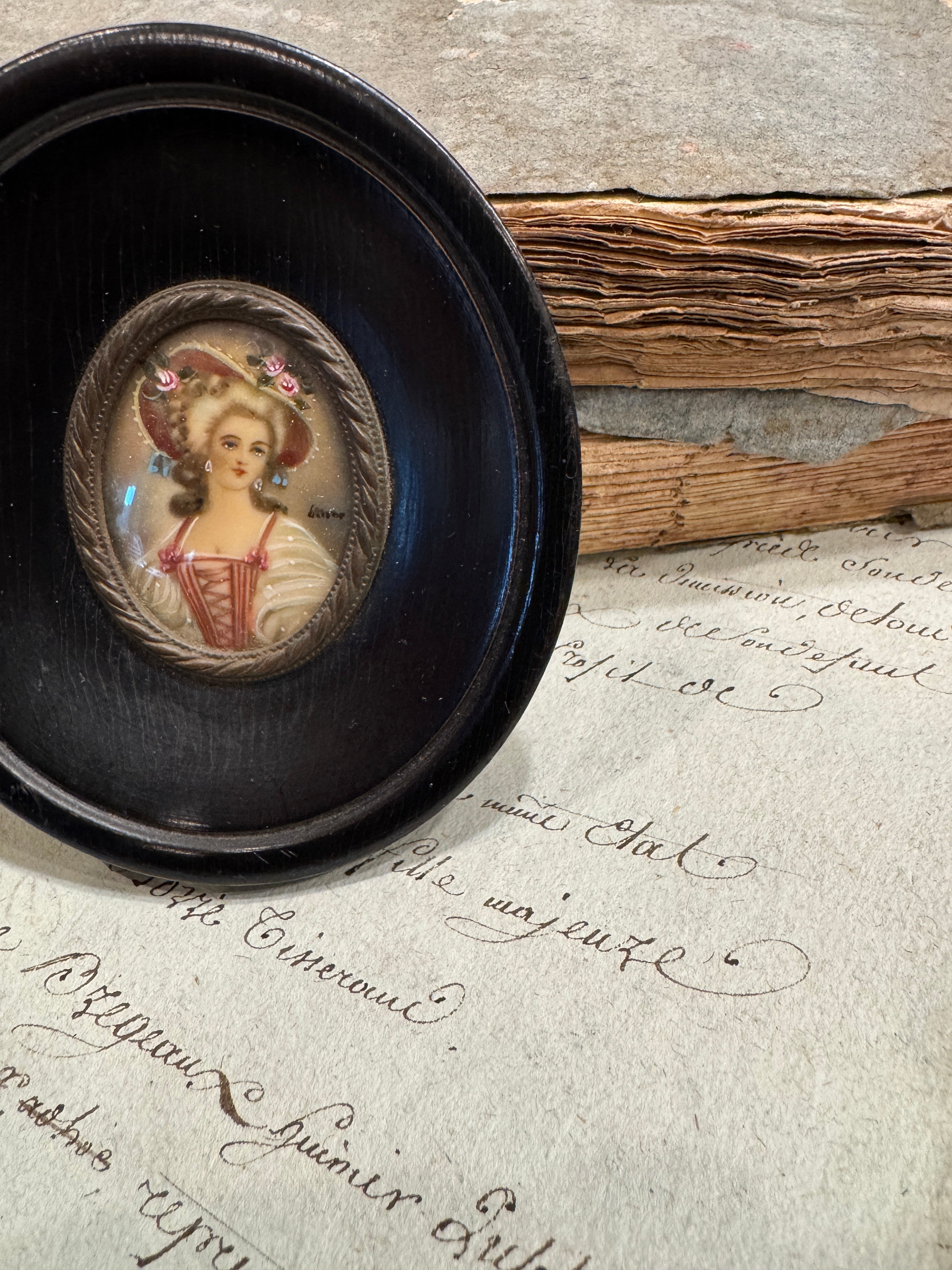 Antique 1800s French Miniature Portrait