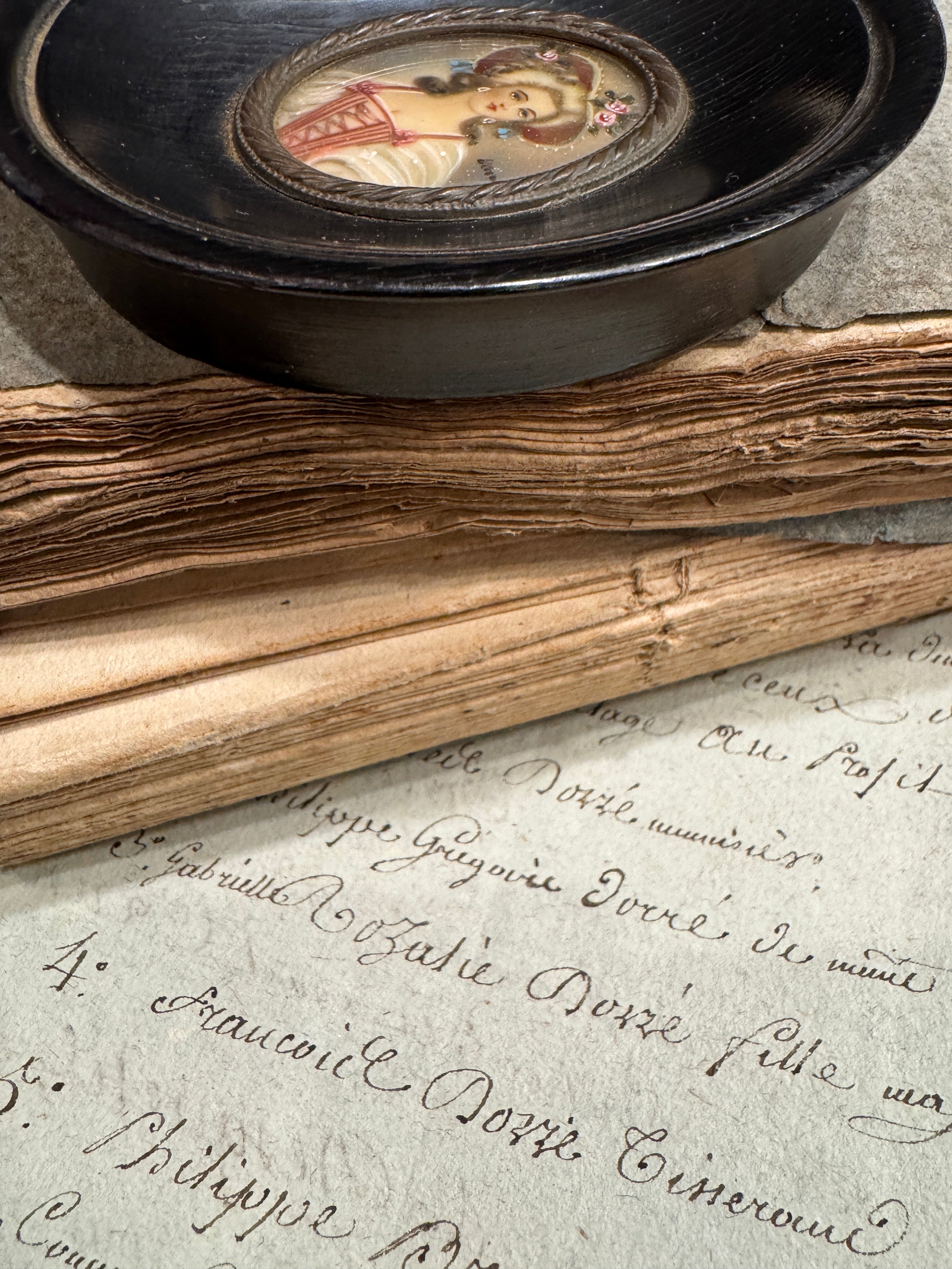 Antique 1800s French Miniature Portrait