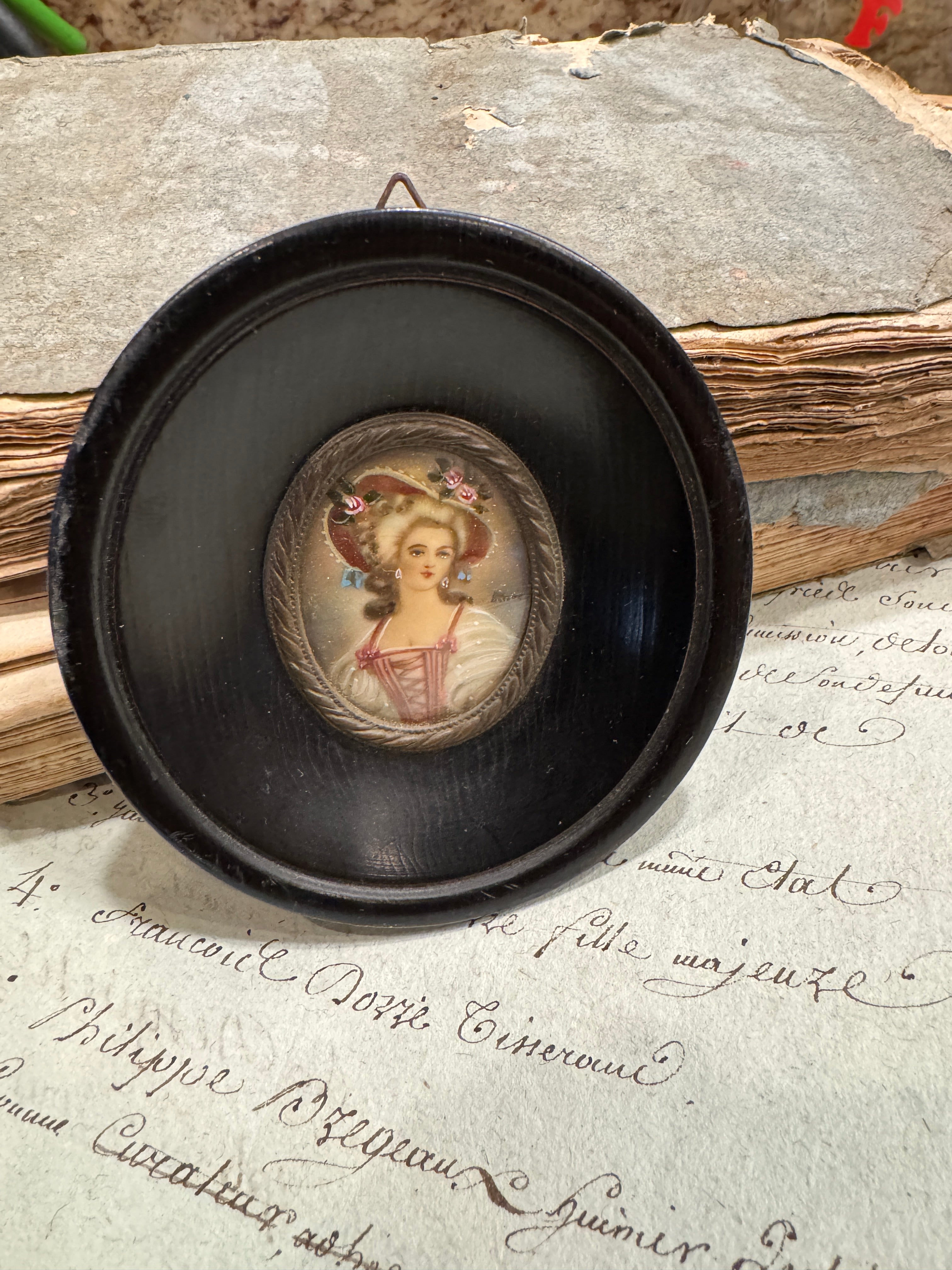 Antique 1800s French Miniature Portrait