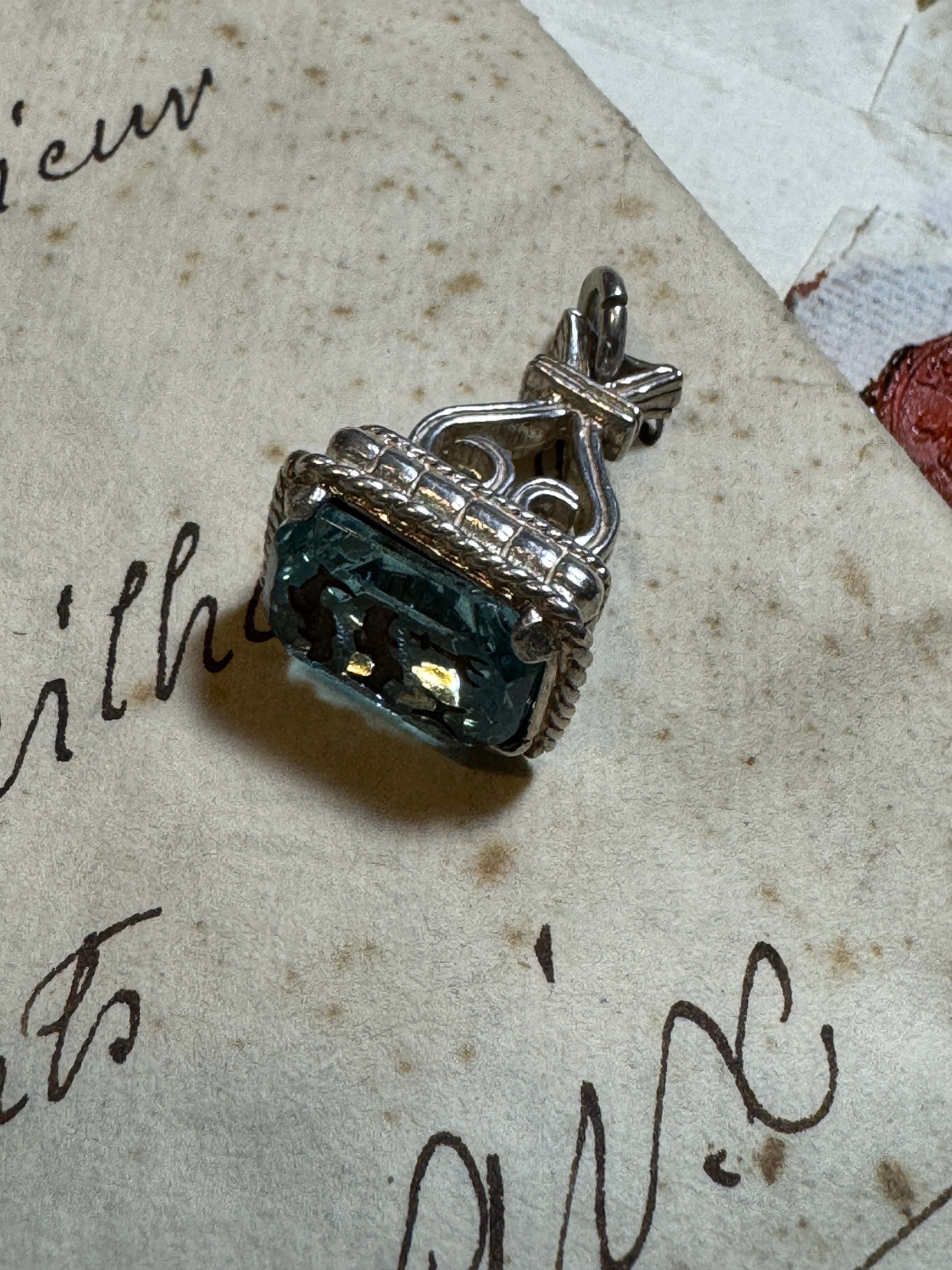 Antique Art Deco Silver Pisces Fob/Seal/Pendant