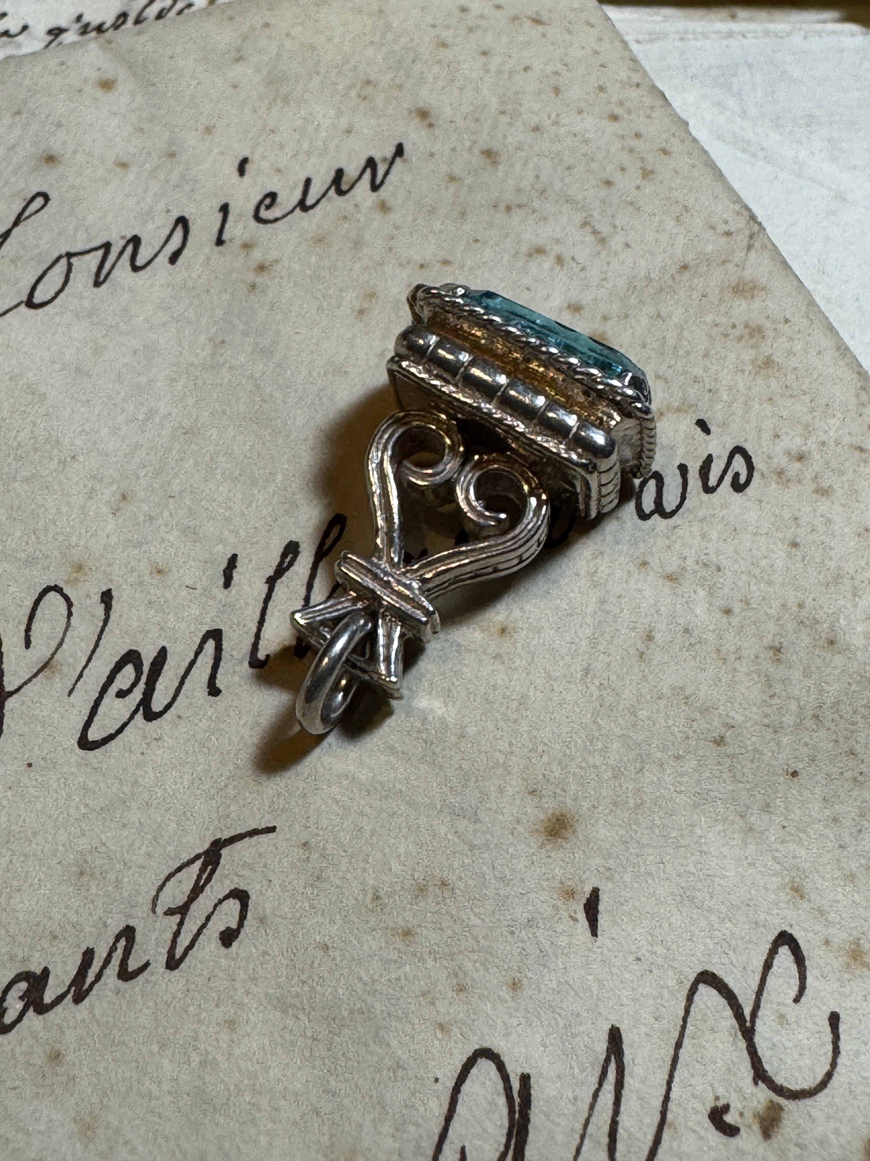 Antique Art Deco Silver Pisces Fob/Seal/Pendant