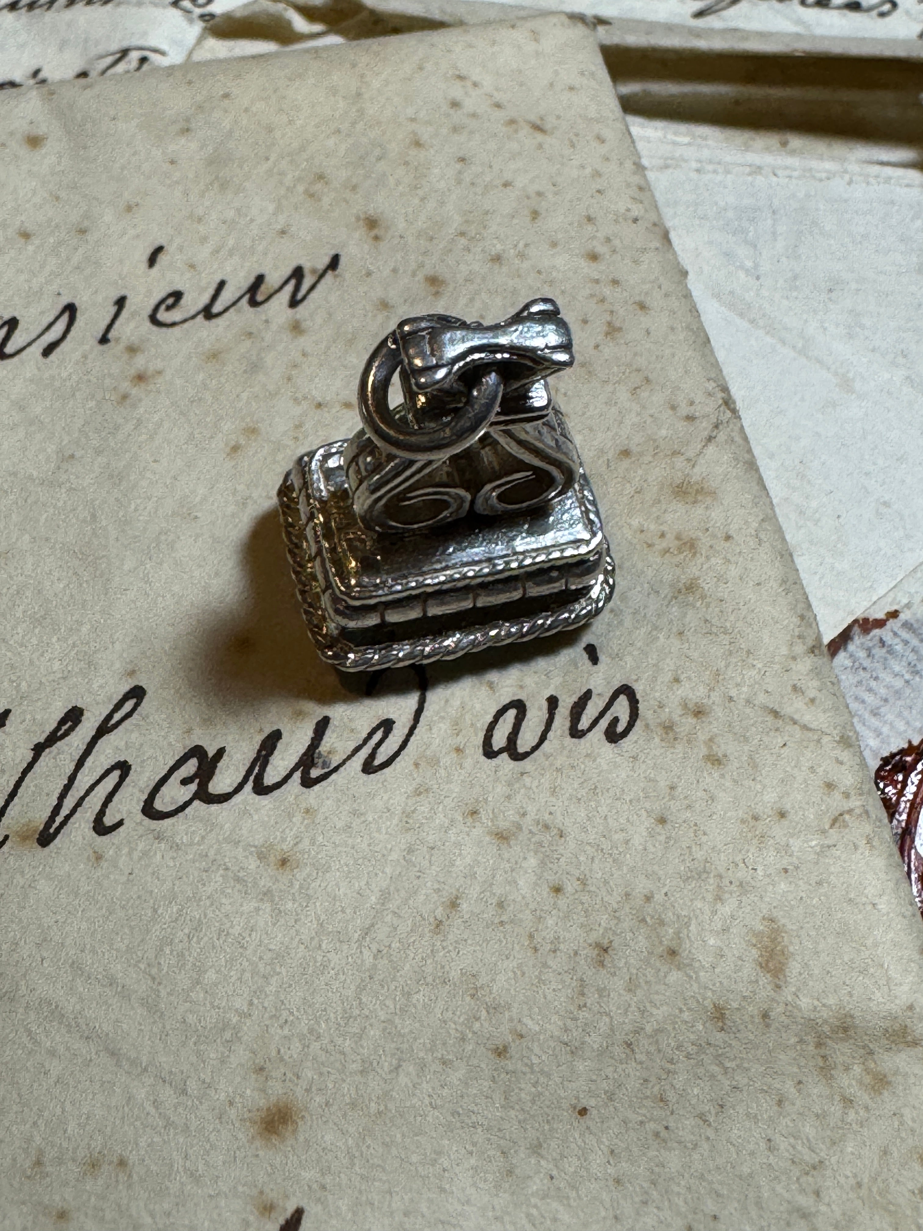 Antique Art Deco Silver Pisces Fob/Seal/Pendant