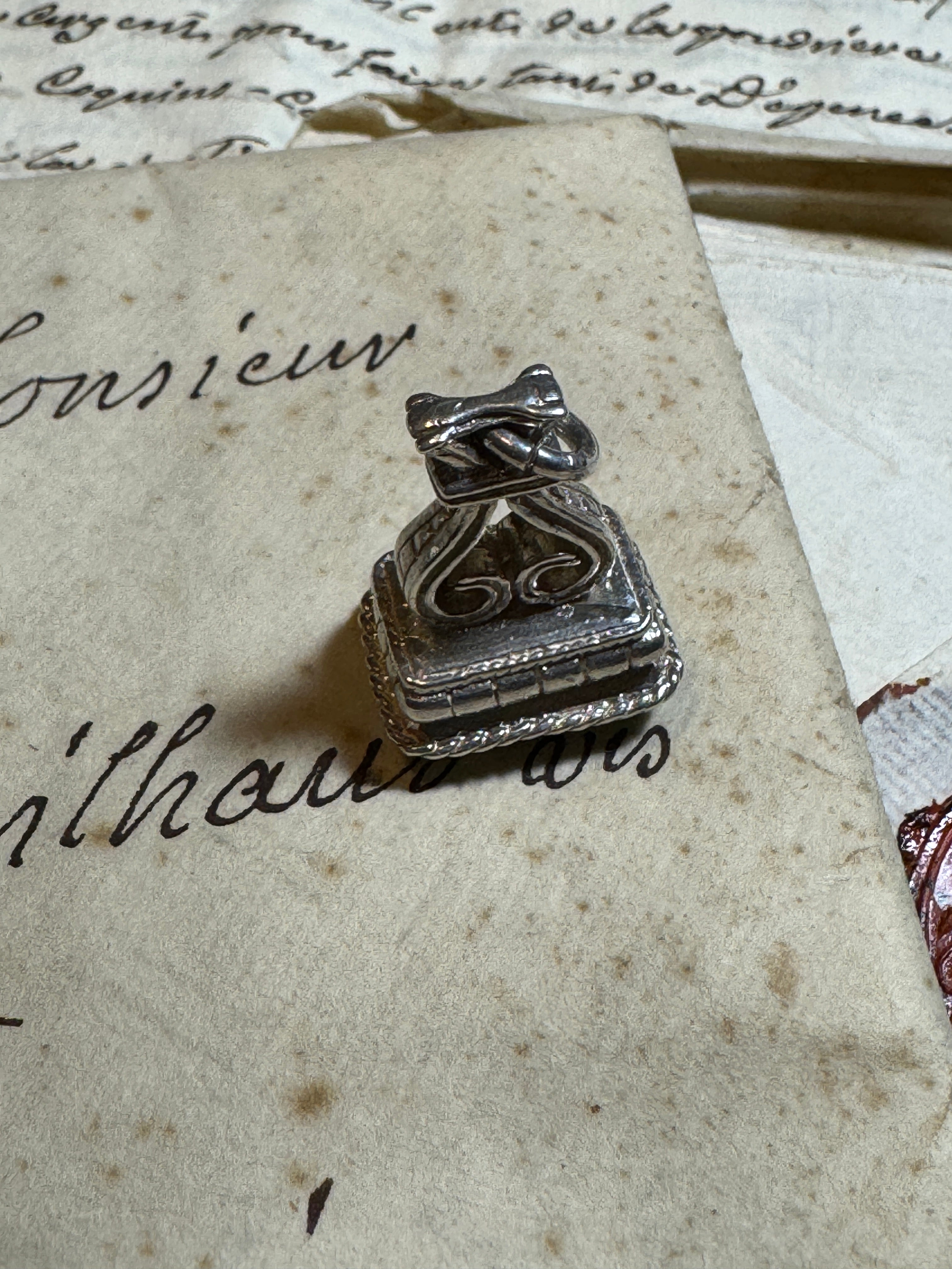 Antique Art Deco Silver Pisces Fob/Seal/Pendant