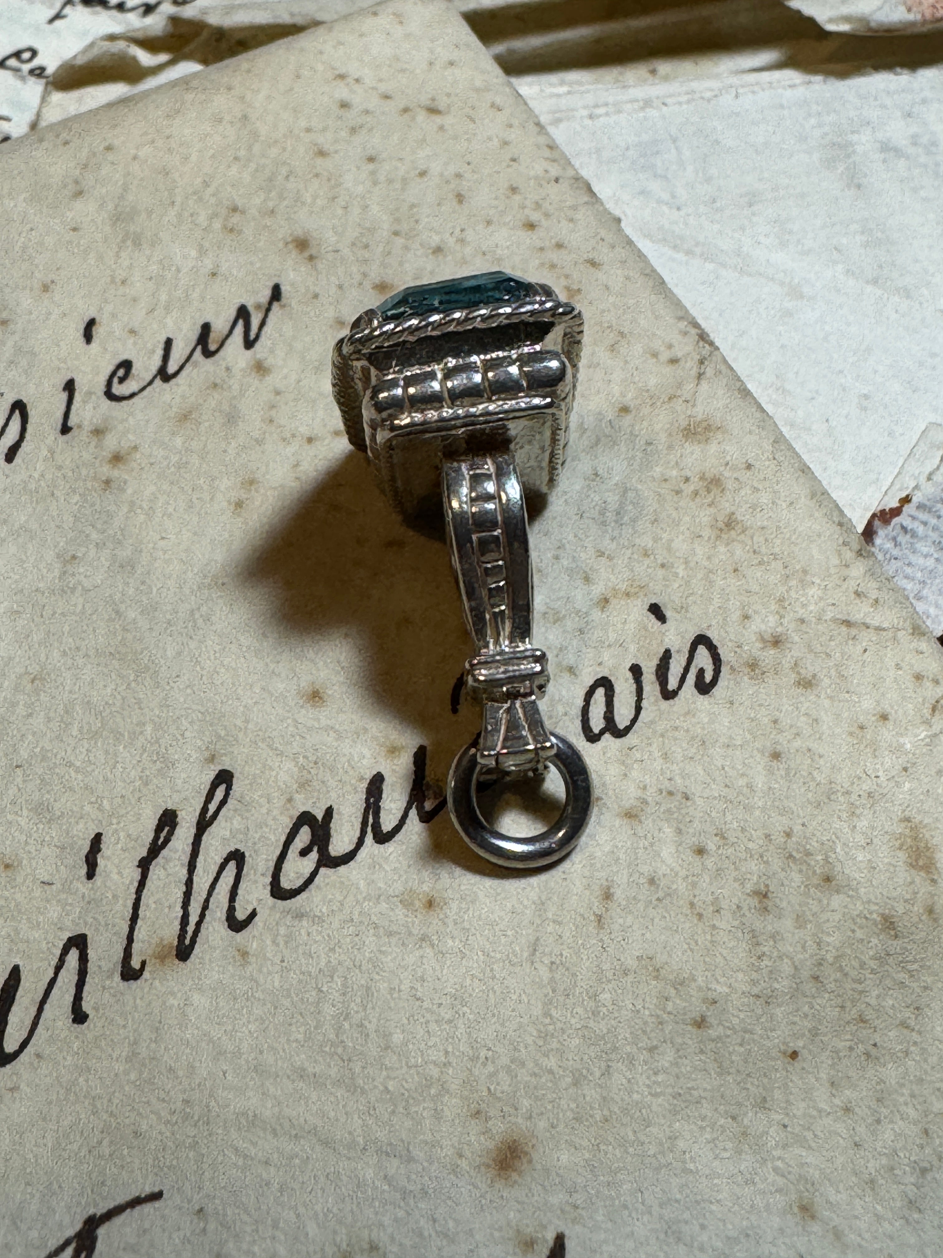 Antique Art Deco Silver Pisces Fob/Seal/Pendant