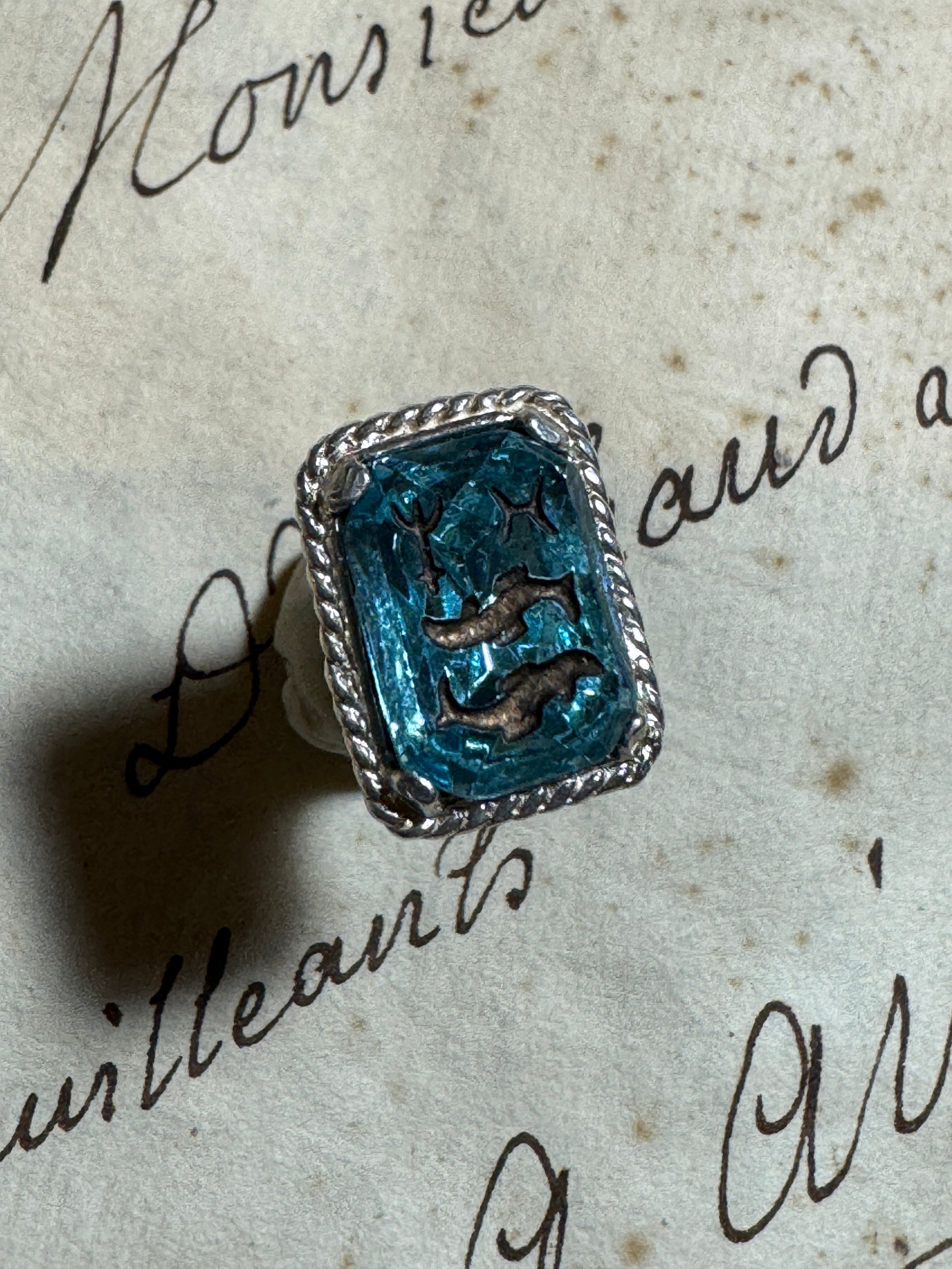 Antique Art Deco Silver Pisces Fob/Seal/Pendant