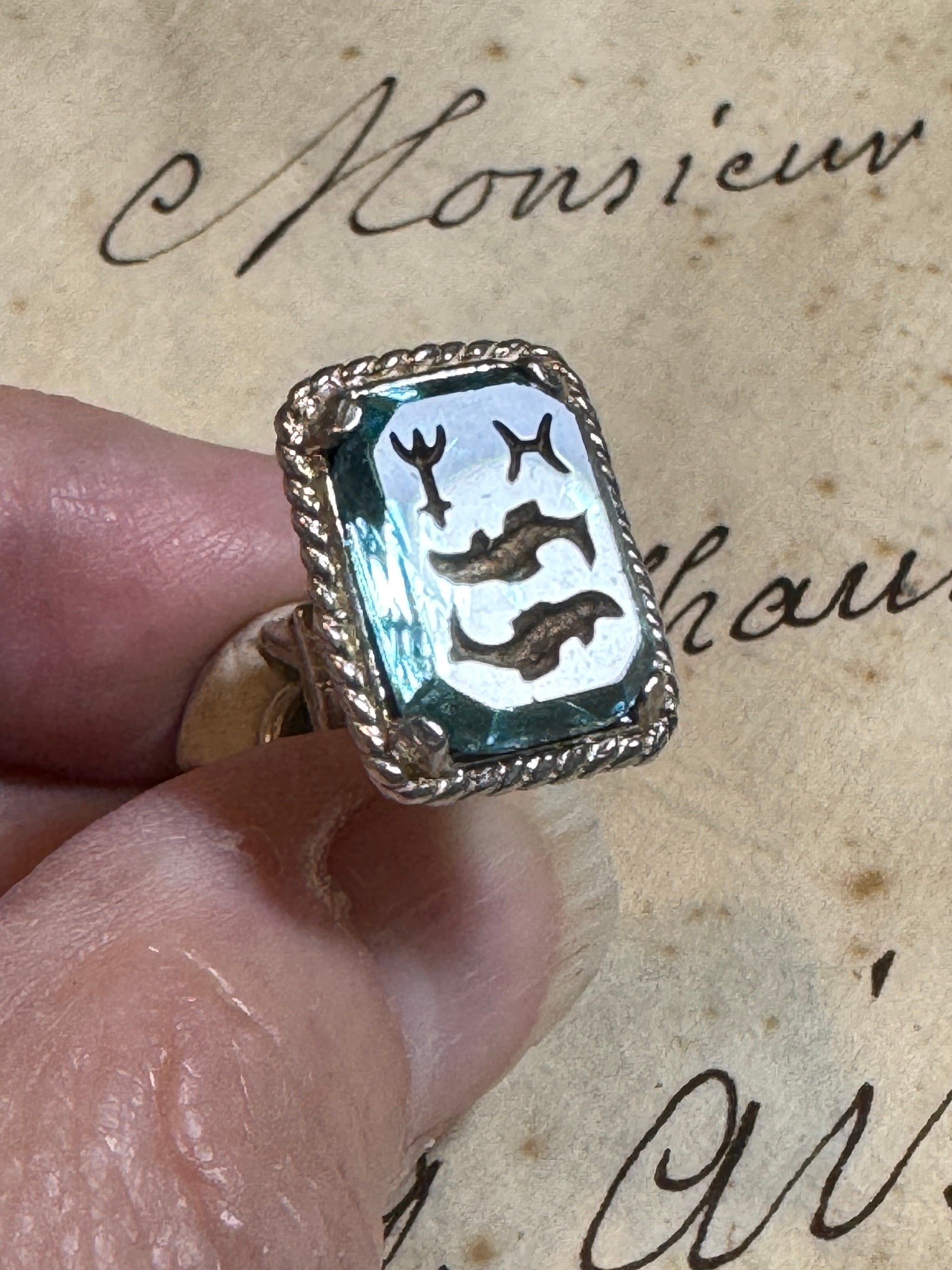 Antique Art Deco Silver Pisces Fob/Seal/Pendant