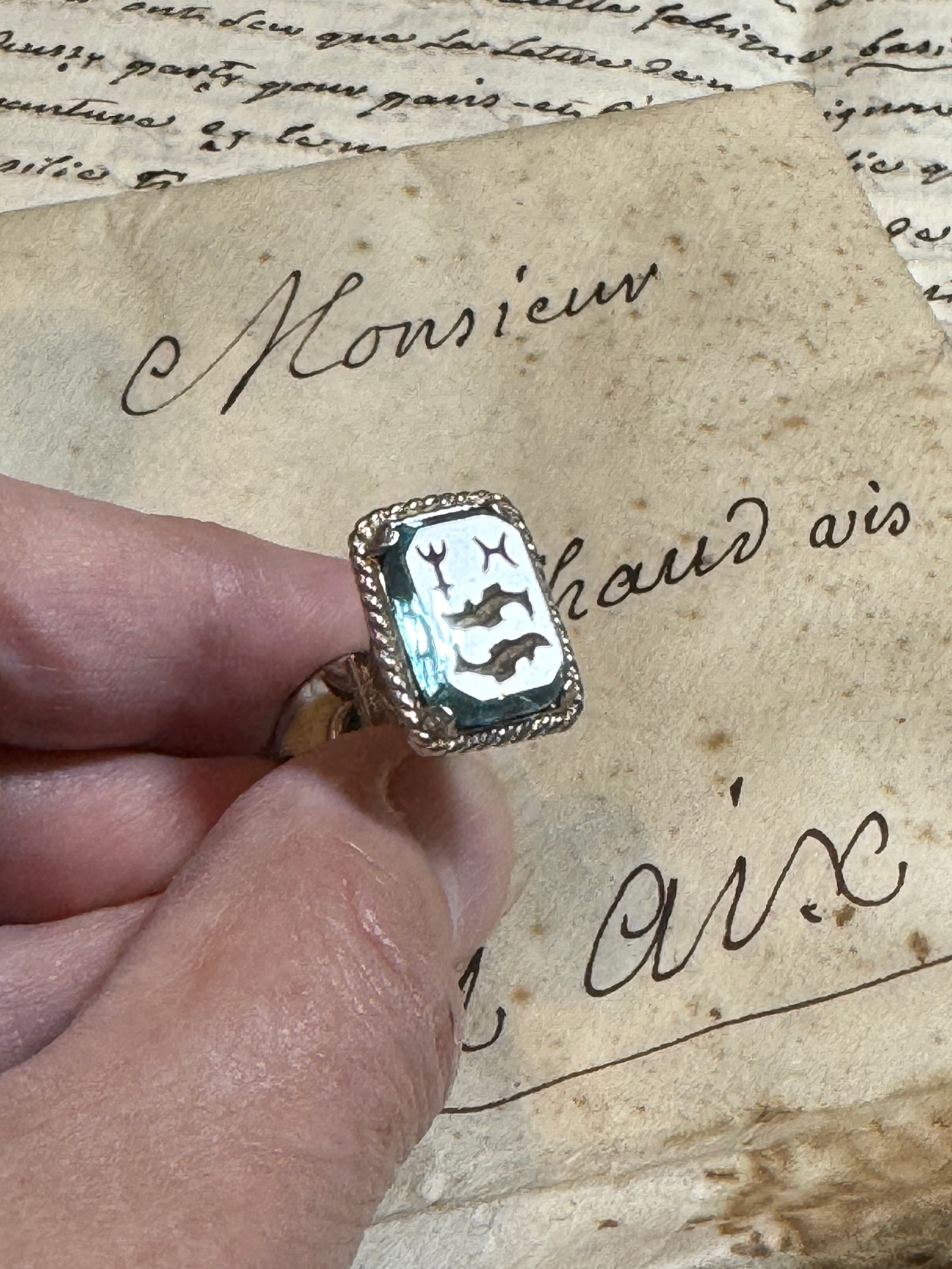 Antique Art Deco Silver Pisces Fob/Seal/Pendant