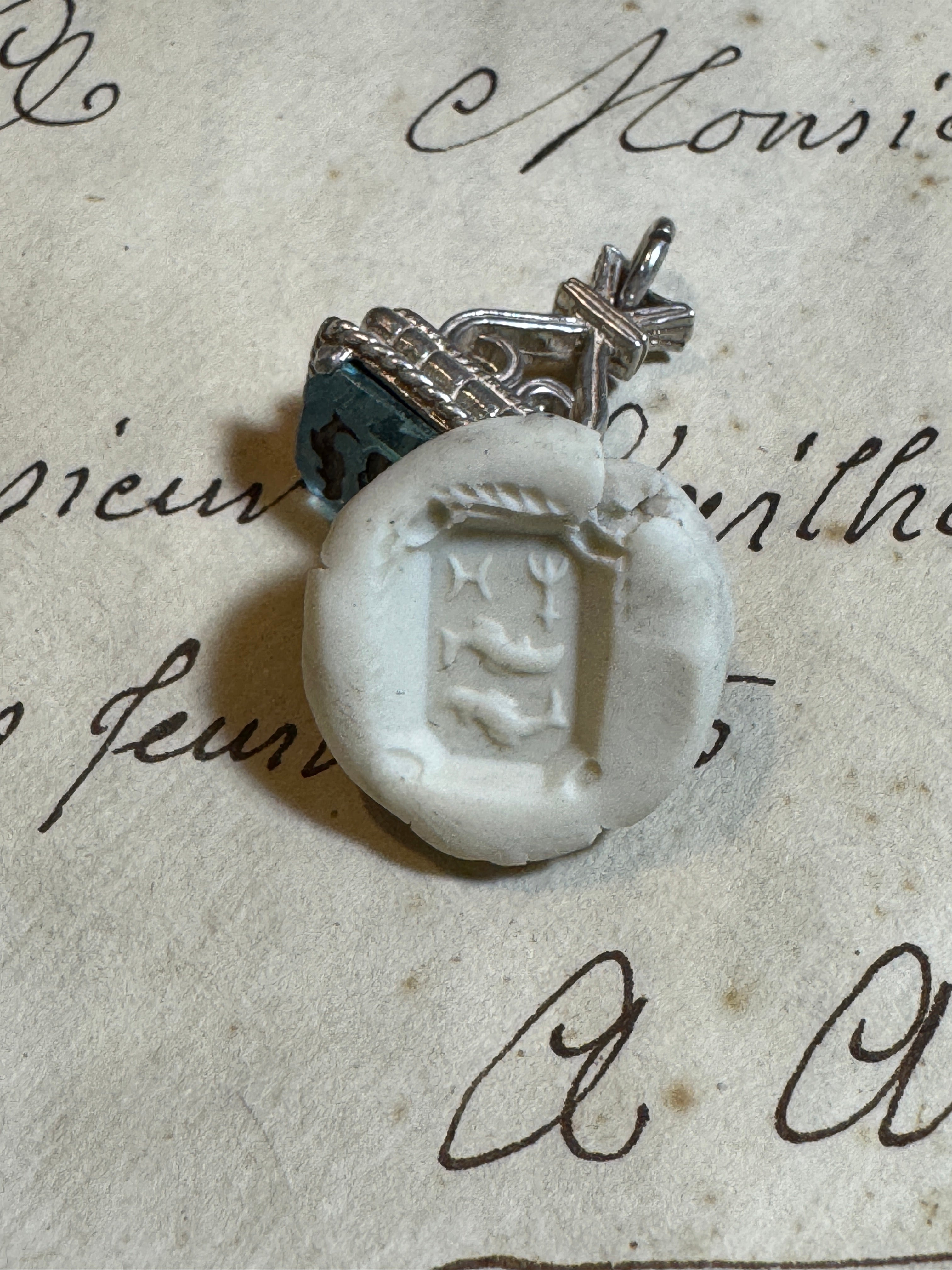 Antique Art Deco Silver Pisces Fob/Seal/Pendant