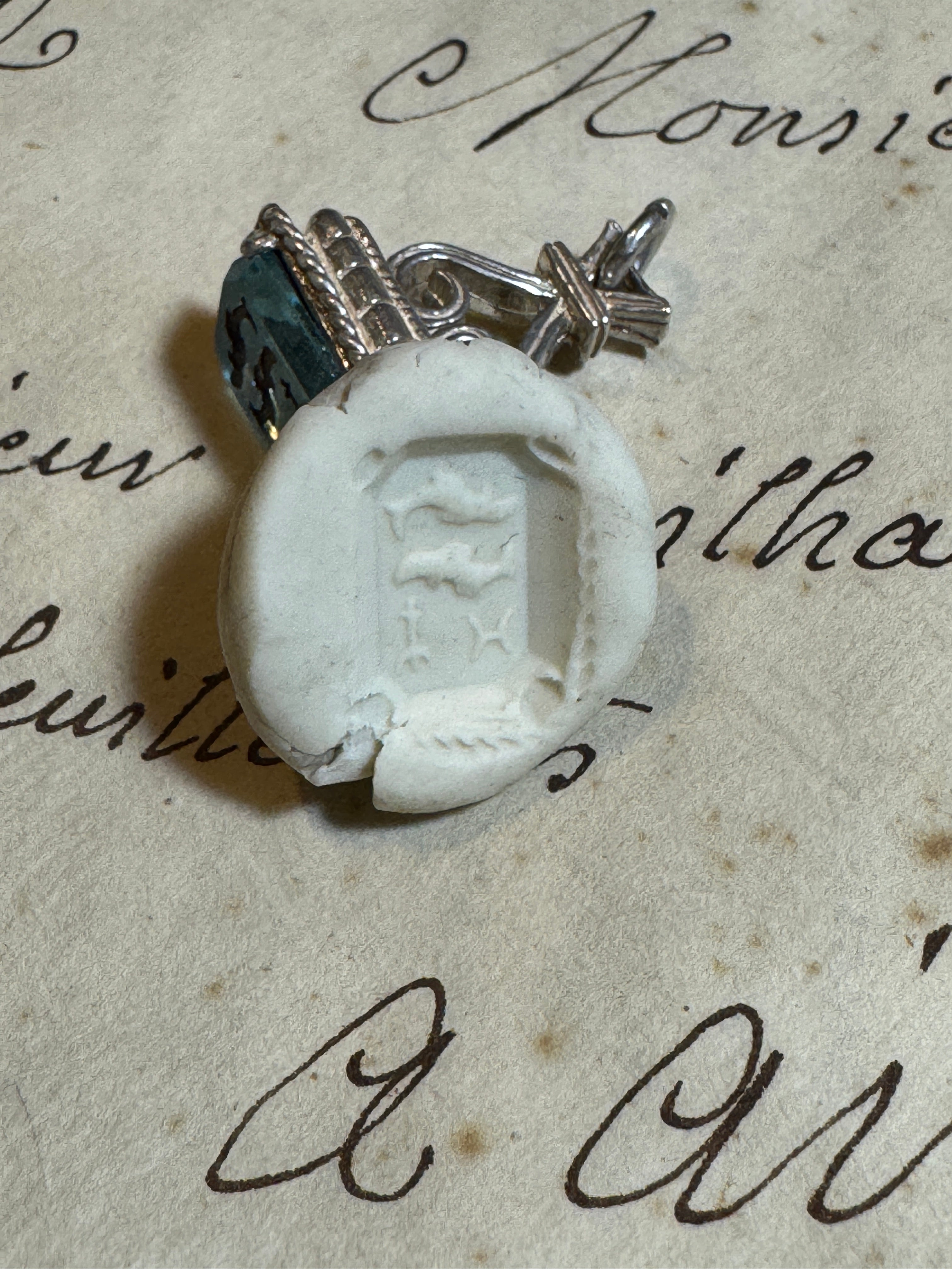 Antique Art Deco Silver Pisces Fob/Seal/Pendant