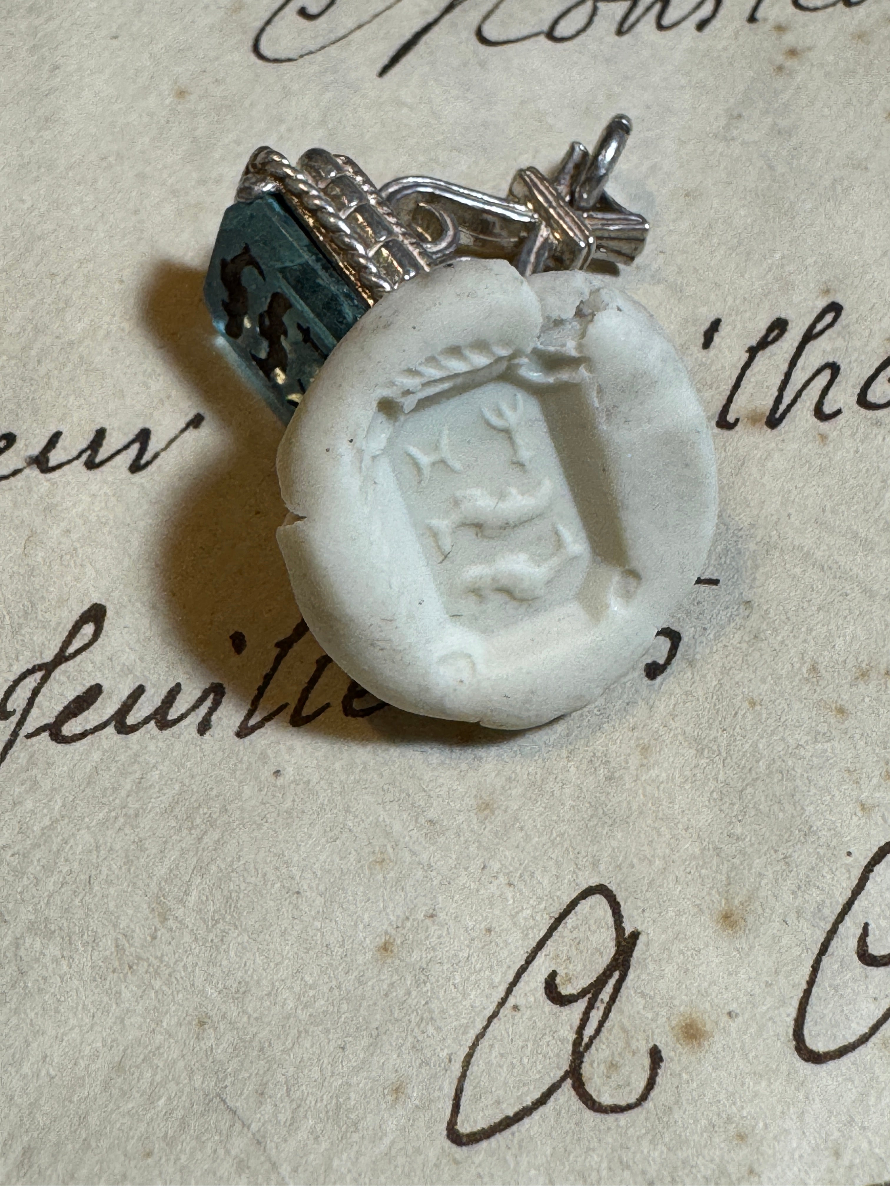 Antique Art Deco Silver Pisces Fob/Seal/Pendant