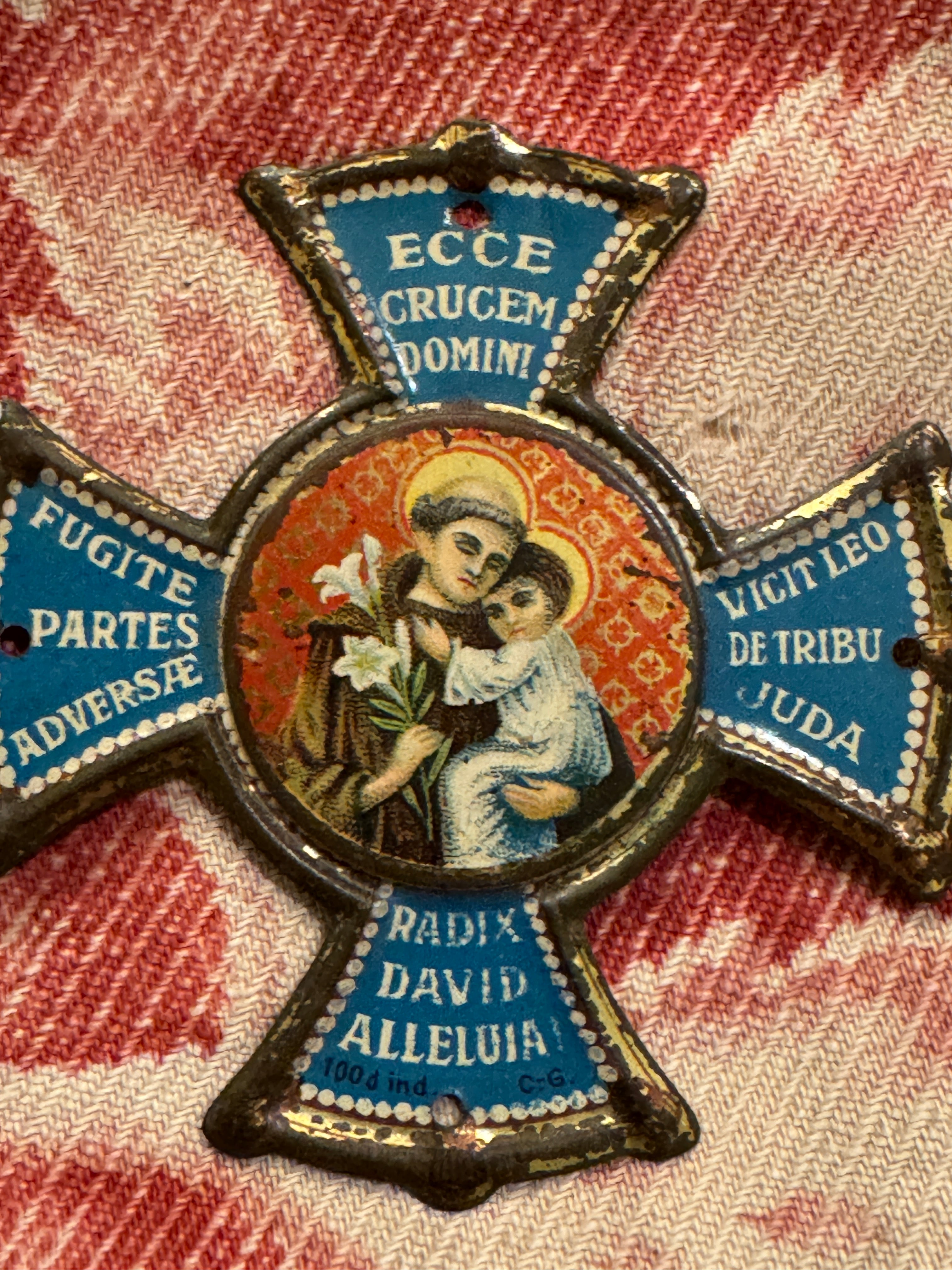 Antique French Saint Anthony with Exorcism Prayer