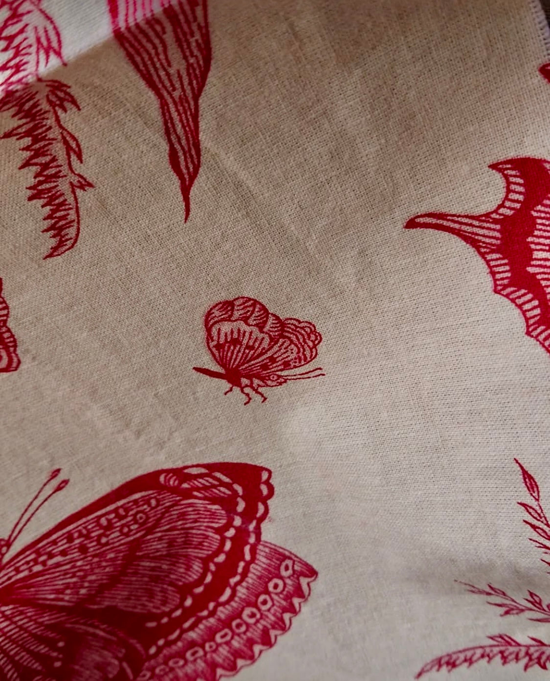 Beautiful Vintage French Cotton Butterflies Toile *
