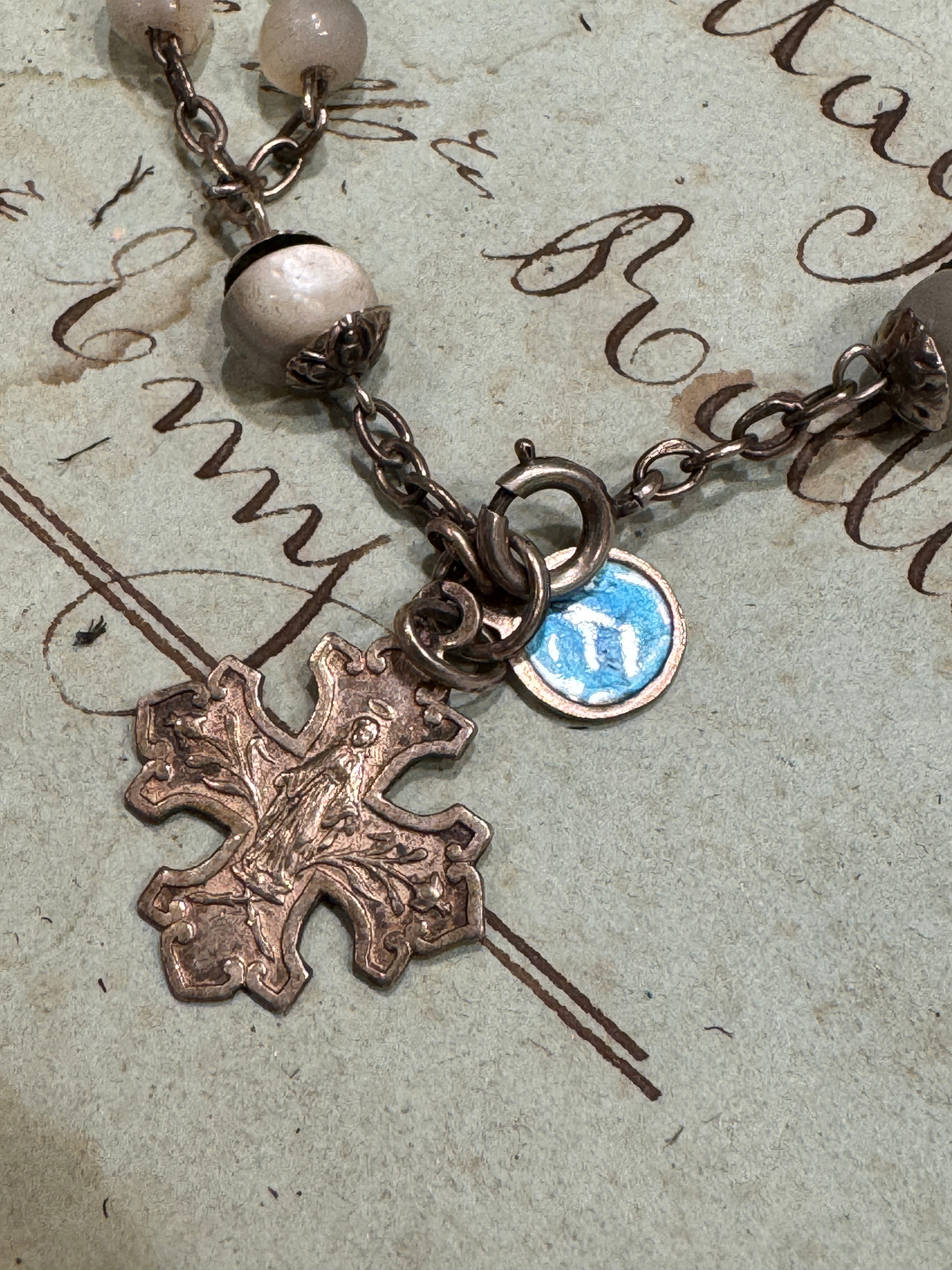 Antique French Rosary Bracelet with Small Medals