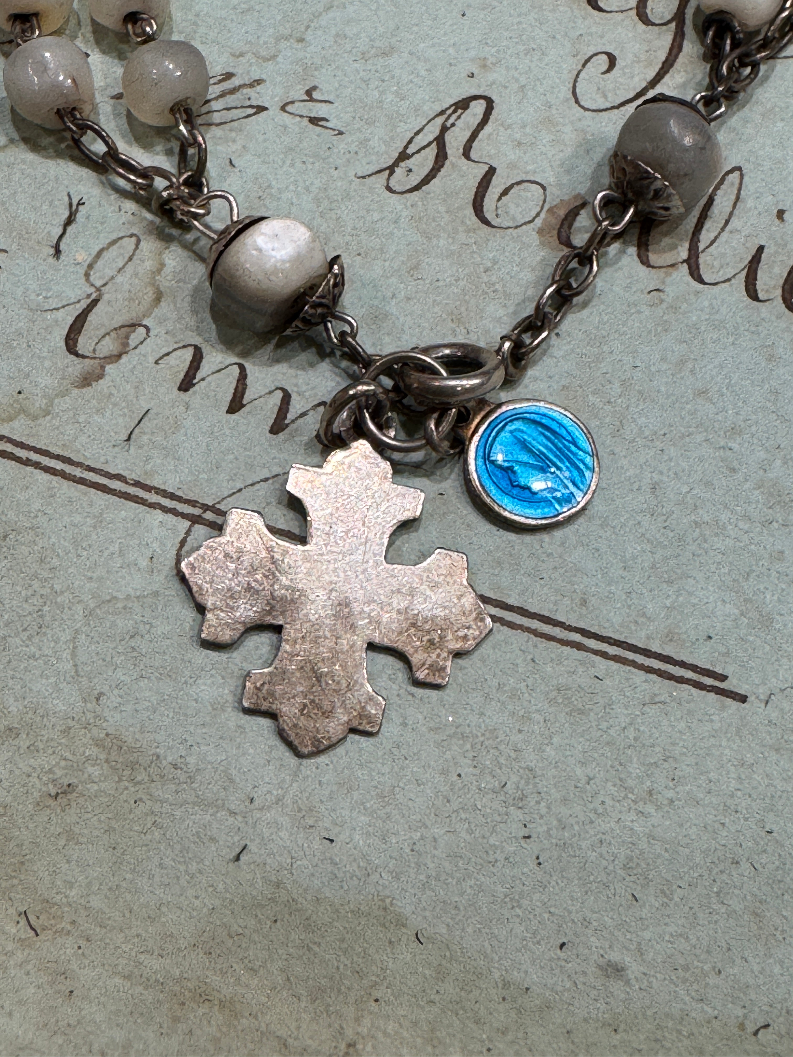 Antique French Rosary Bracelet with Small Medals