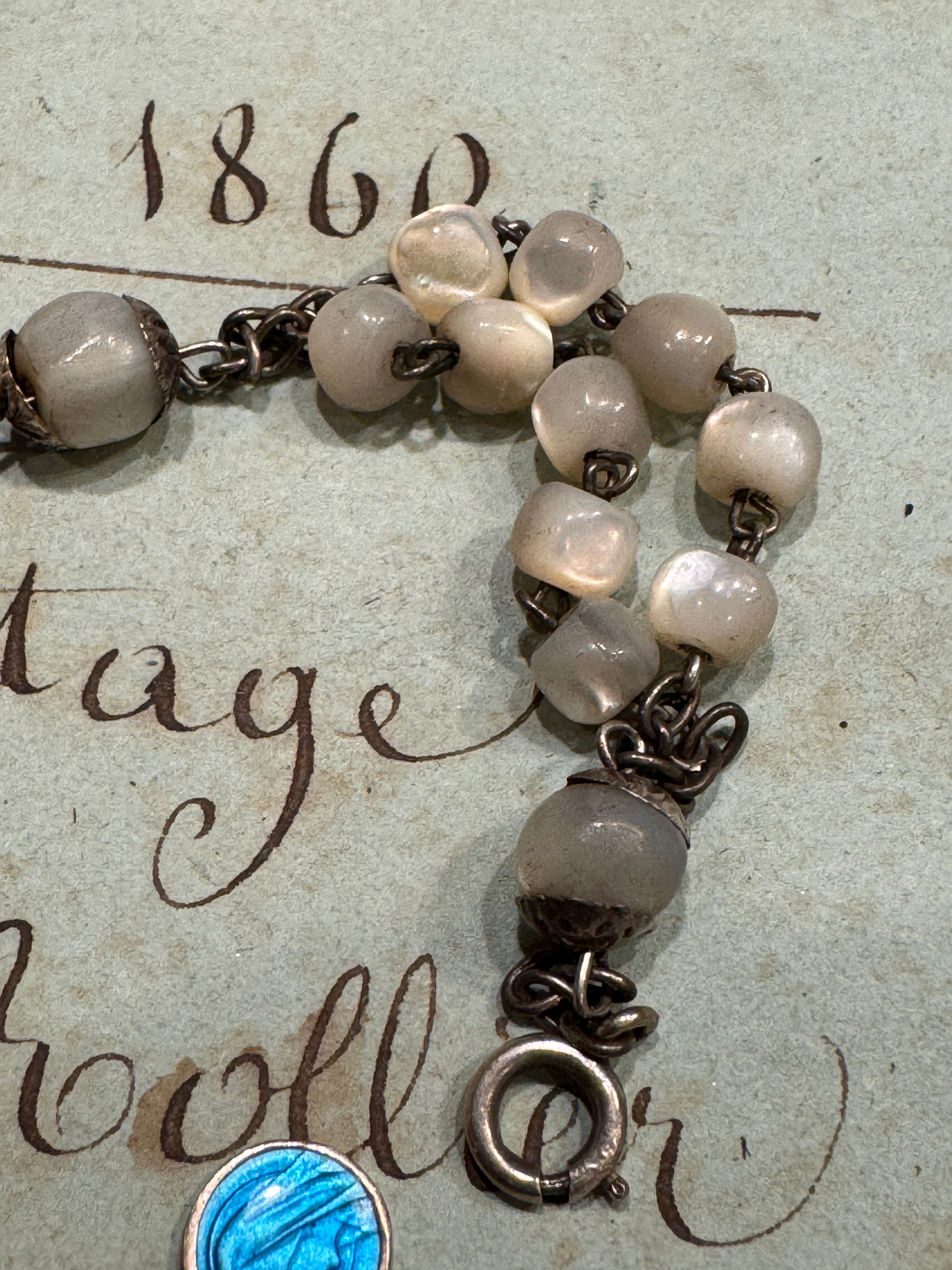 Antique French Rosary Bracelet with Small Medals