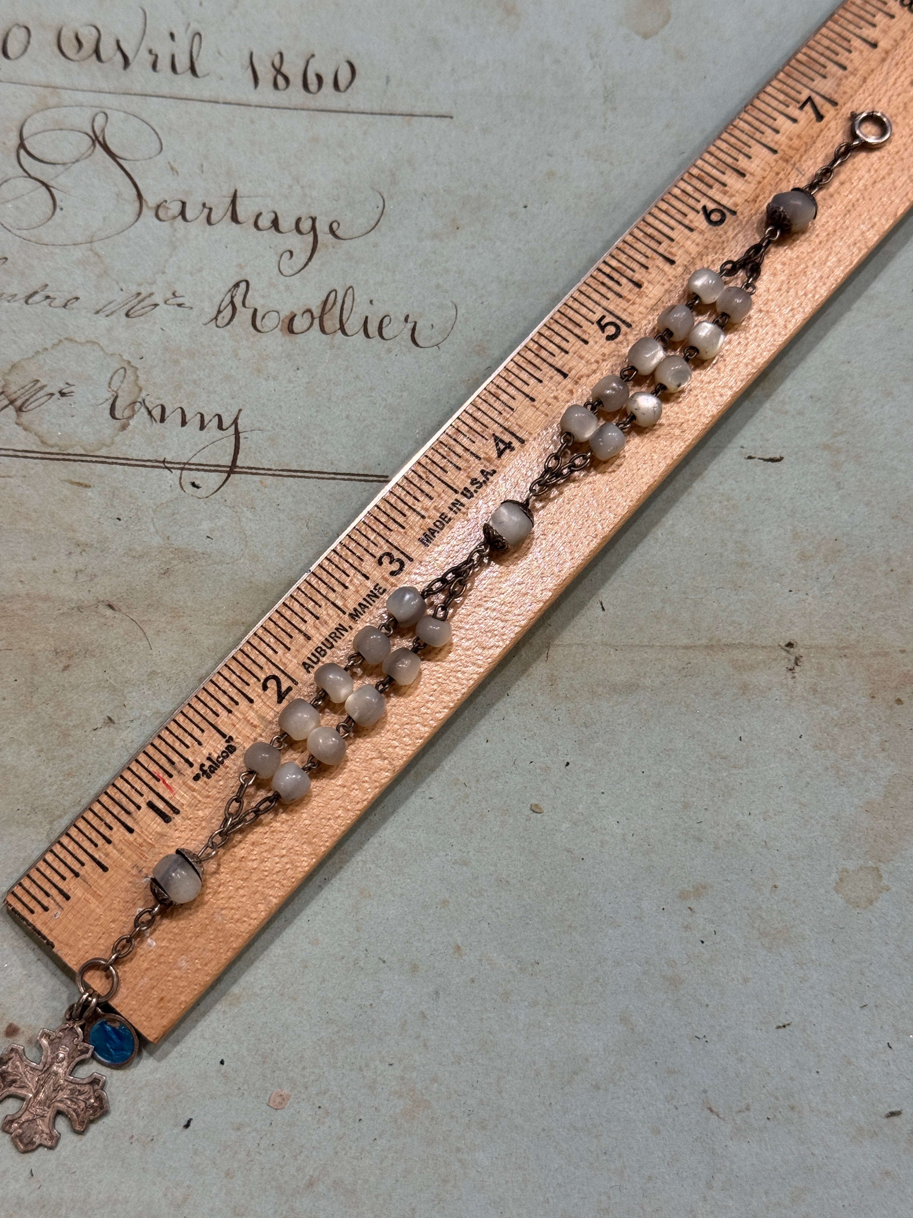 Antique French Rosary Bracelet with Small Medals