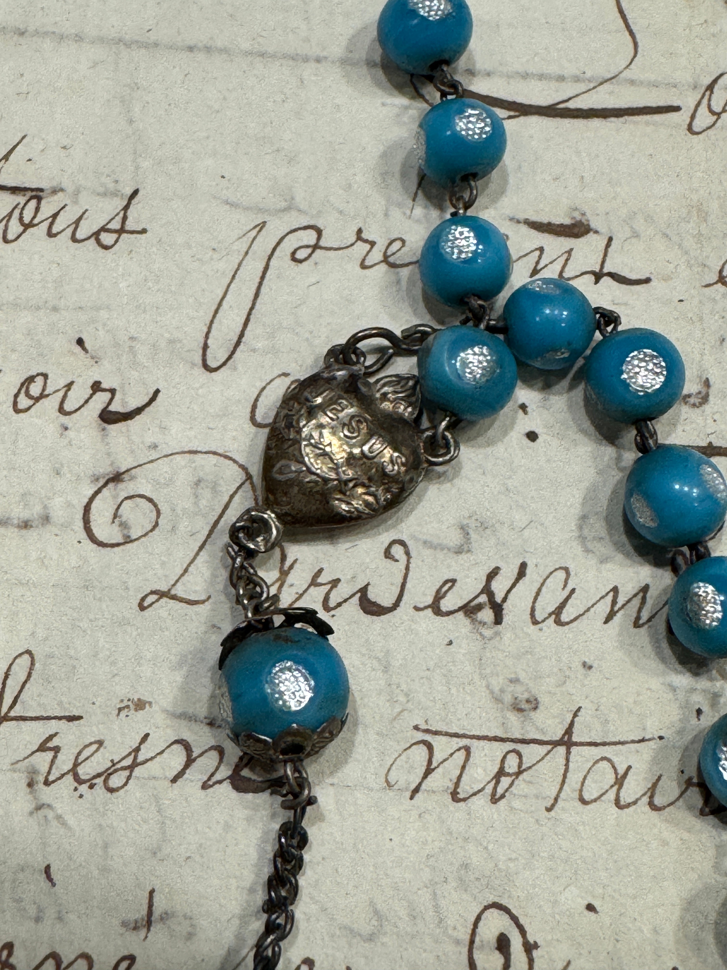 Antique Italian Micro Mosaic Murano Glass Rosary